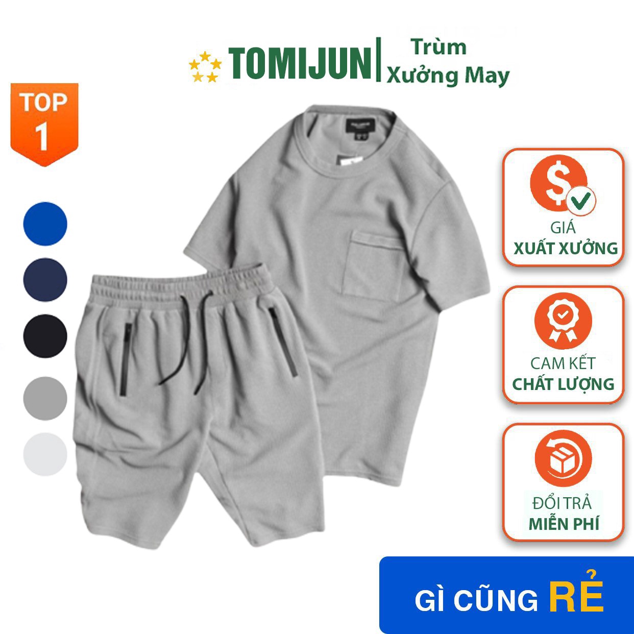 Bộ Quần Áo Thể Thao Nam Cộc Tay Chất Cotton Xốp Thái Mềm Mịn Thoáng Mát Mặc Nhà Đi Chơi Tj05 - Tomijun.vn