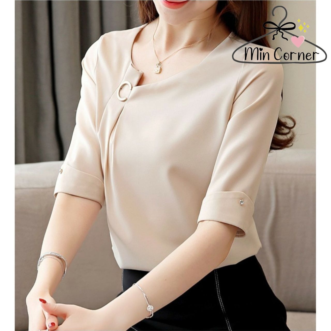 Áo Kiểu Tay Lỡ Cổ Cách Điệu Ms59 - Min Corner