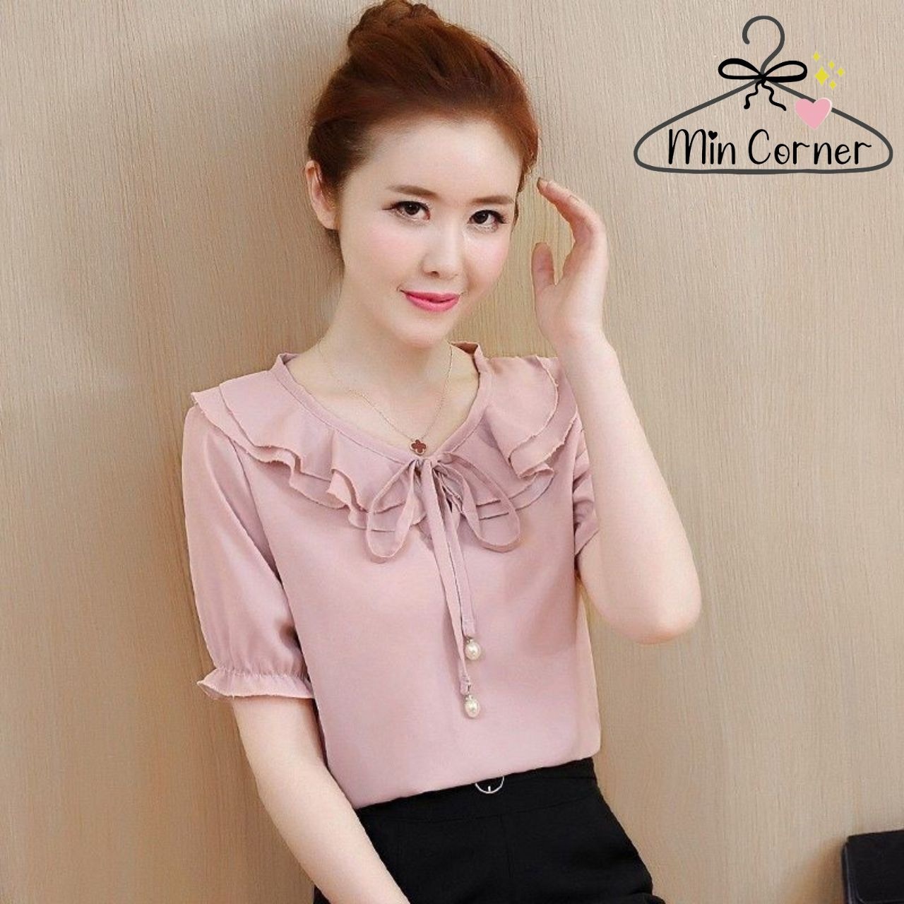 Áo Sơ Mi Nữ Cổ Bèo Tay Bo Ms60 - Min Corner