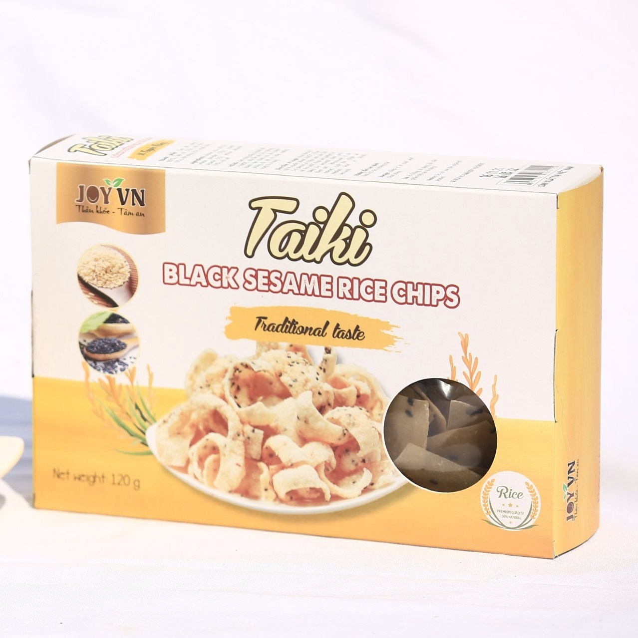 {combo 3 Hộp} Bánh Phồng Gạo Mè Đen Vị Truyền Thống 120gr - Joyvn