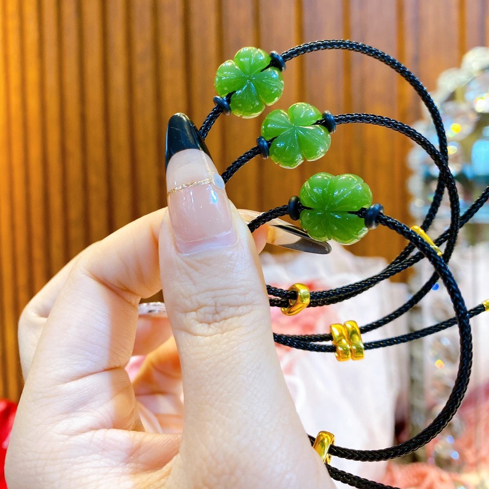 Vòng Tay Cỏ Bốn Lá Ngọc Bích Thiên Nhiên - Thắng Giang