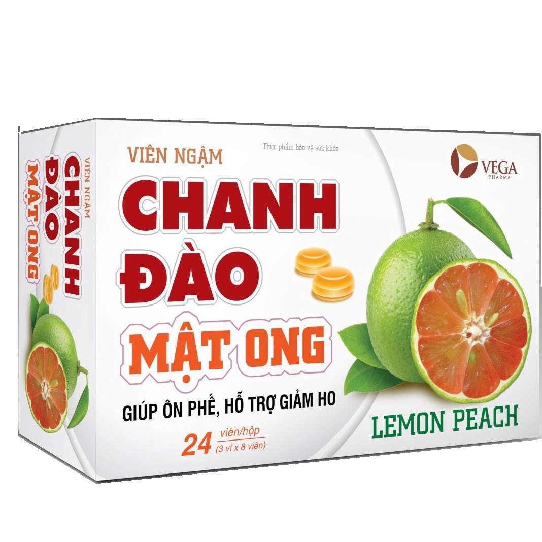 Alternative view of Viên Ngậm Chanh Đào Mật Ong Vega Pharma Giúp Giảm Ho, Long Đờm Hộp 24 Viên
