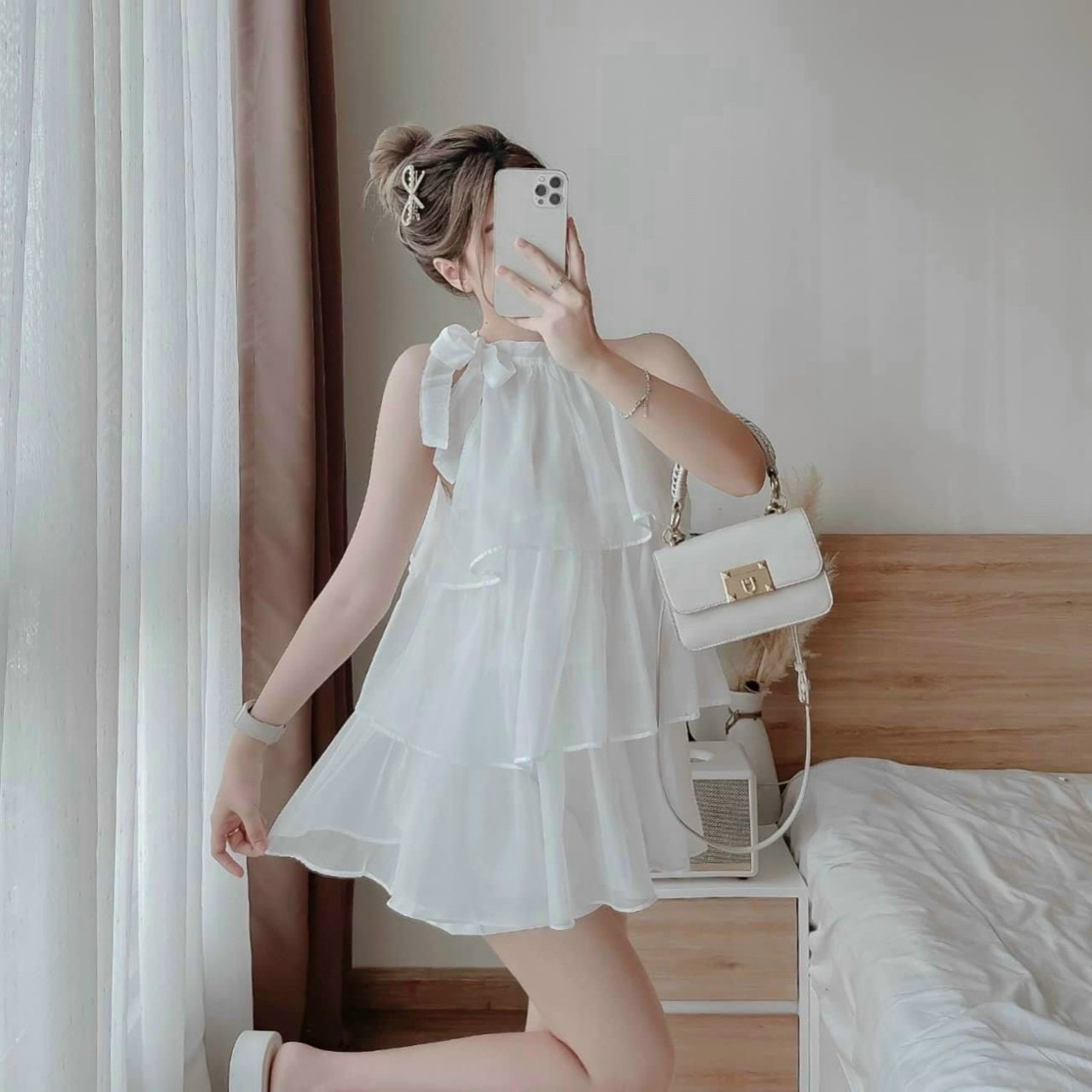 Set Bộ Đùi Áo Cổ Yếm Xếp Tầng ( Áo Xốp Gân Và Quần For ) V37 - Haka Mây