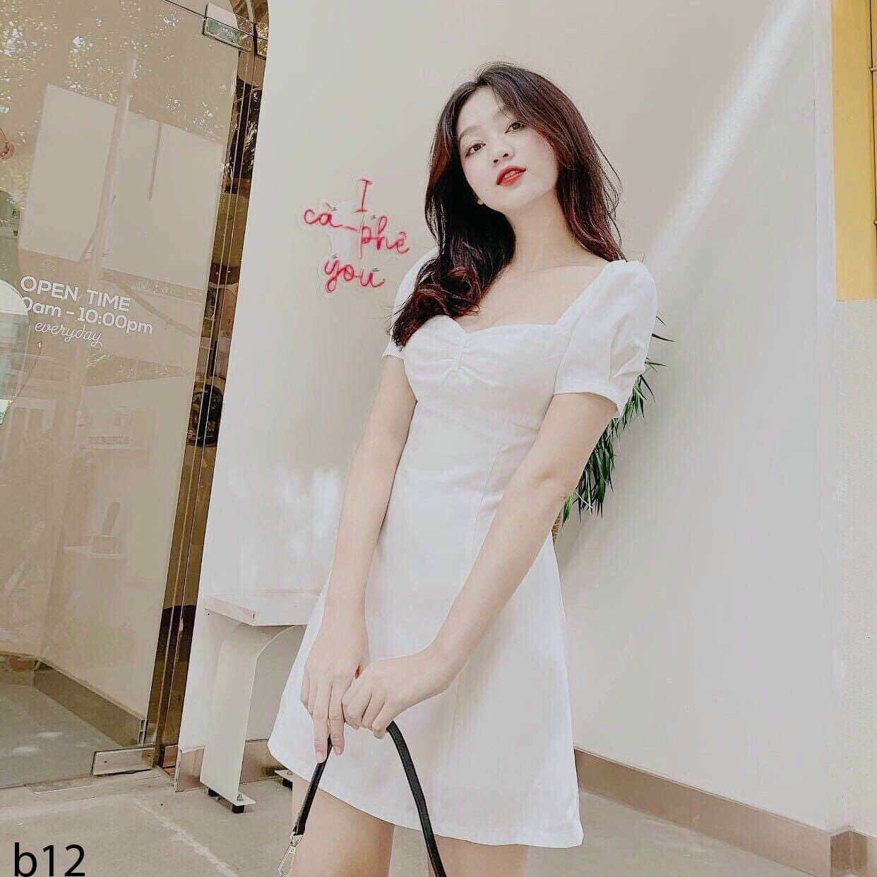 Alternative view of Đầm Xòe Ngắn Tay Bồng Trơn Chất Kate V103 - Cloudy Dress