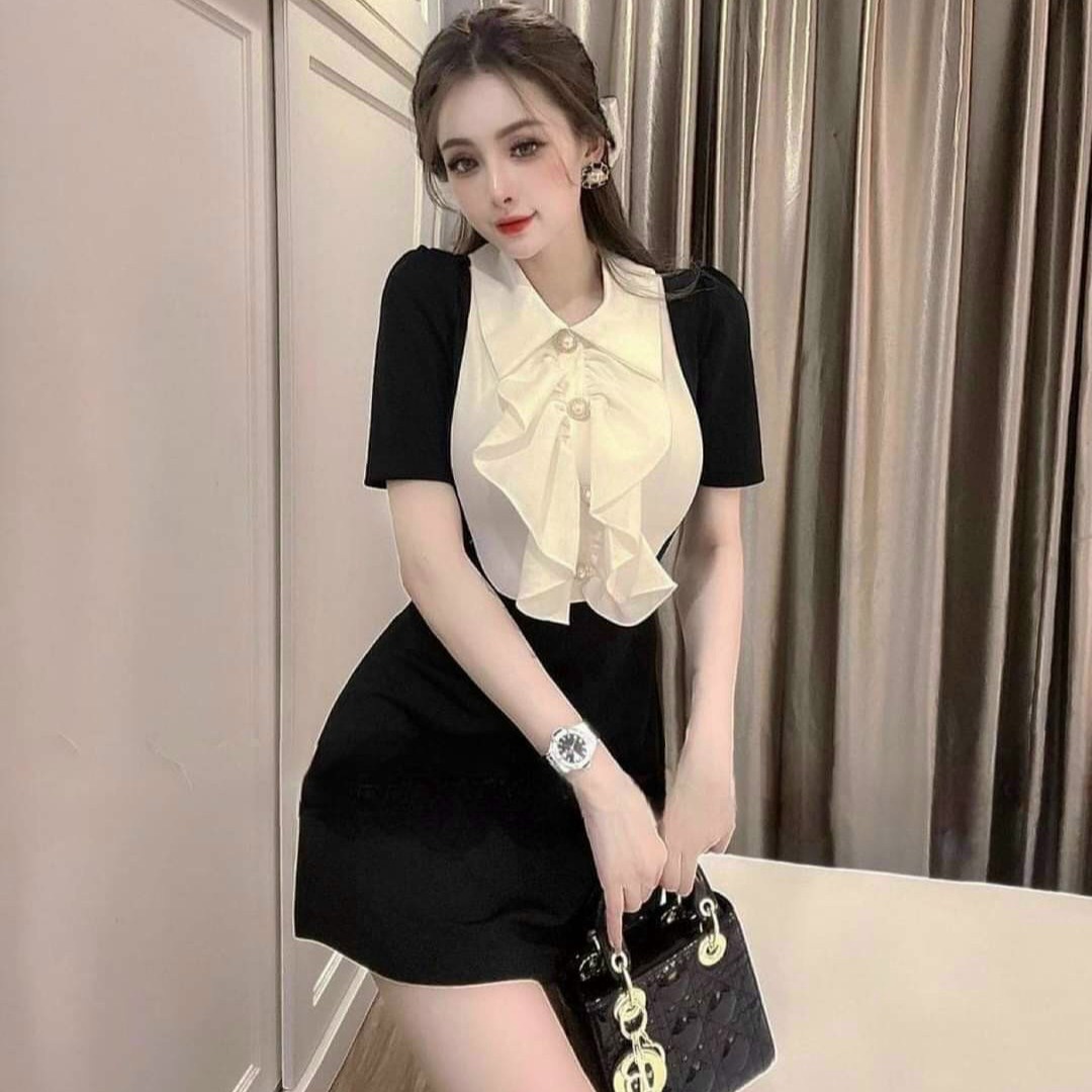 Alternative view of Đầm Phối Cổ Xếp Bèo Có Đính Cườm V178 - Cloudy Dress