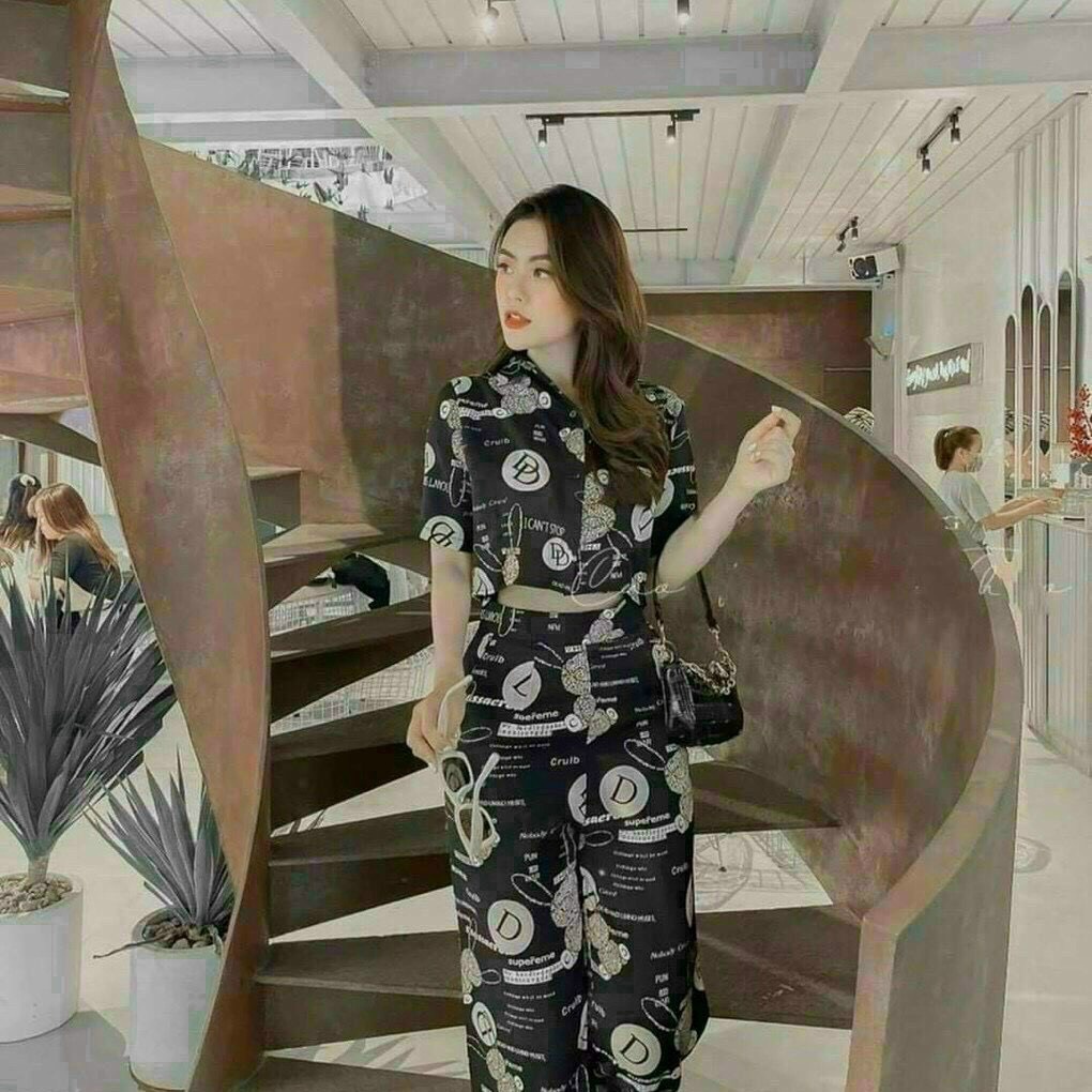 Alternative view of Set Bộ Ống Rộng Cài Nút Thật Chất Thun In 3d V181 - Cloudy Dress