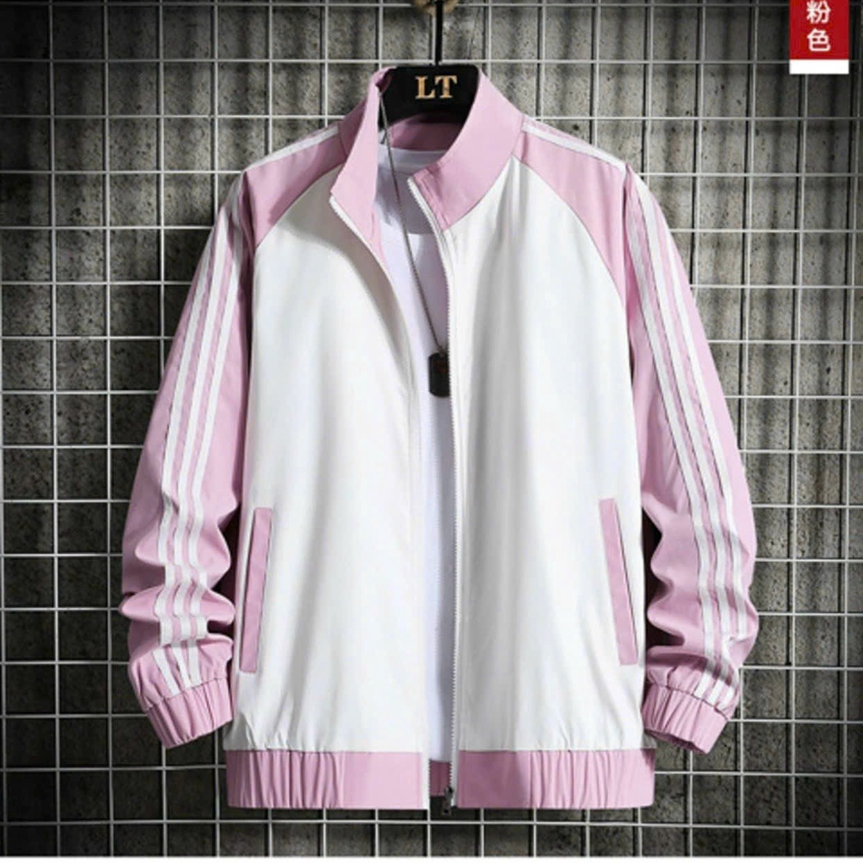 Áo Khoác Gió Nhẹ 2 Lớp, Áo Khoác Nam Nữ Cổ Trụ Kiểu Trơn Phối 3 Sọc Tay Thể Thao Cao Cấp - Htm Fashion
