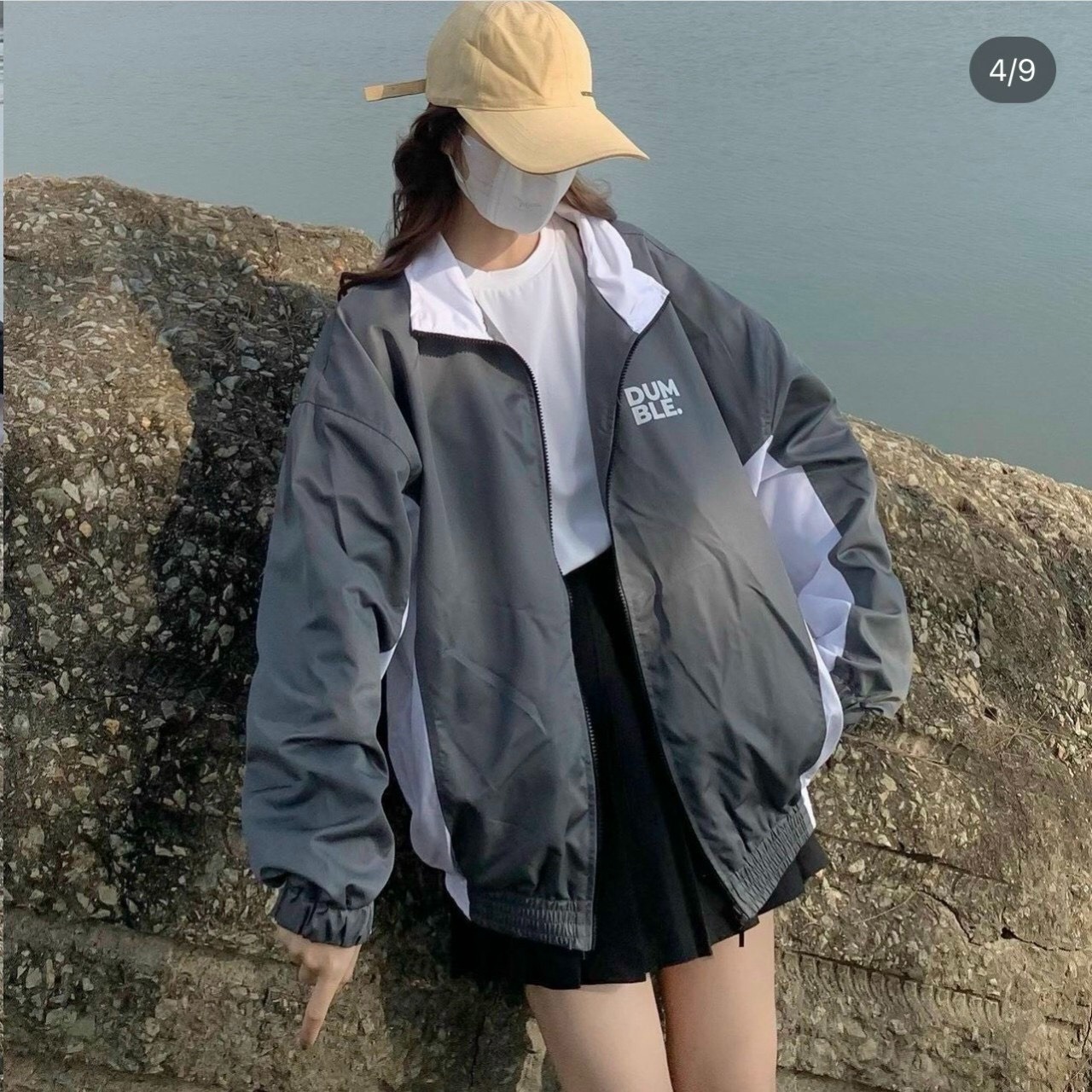 Áo Khoác Dù Nhẹ Cổ Cao In Logo Phối 2 Tông Màu Kiểu Dáng Nam Nữ Unisex - Htm Fashion