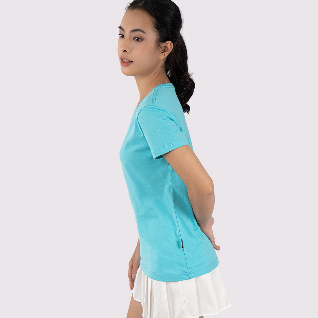 Alternative view of Áo Thun Nữ Cổ Tim Xanh Ngọc 100% Cotton Cao Cấp - Gold Rhino