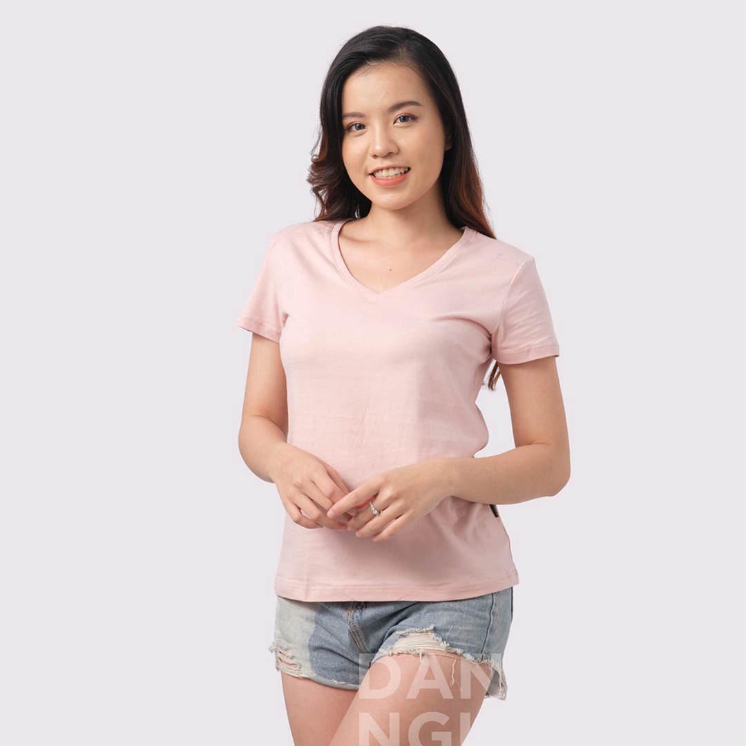 Alternative view of Áo Thun Nữ Cổ Tim Hồng Jp 100% Cotton Cao Cấp - Gold Rhino