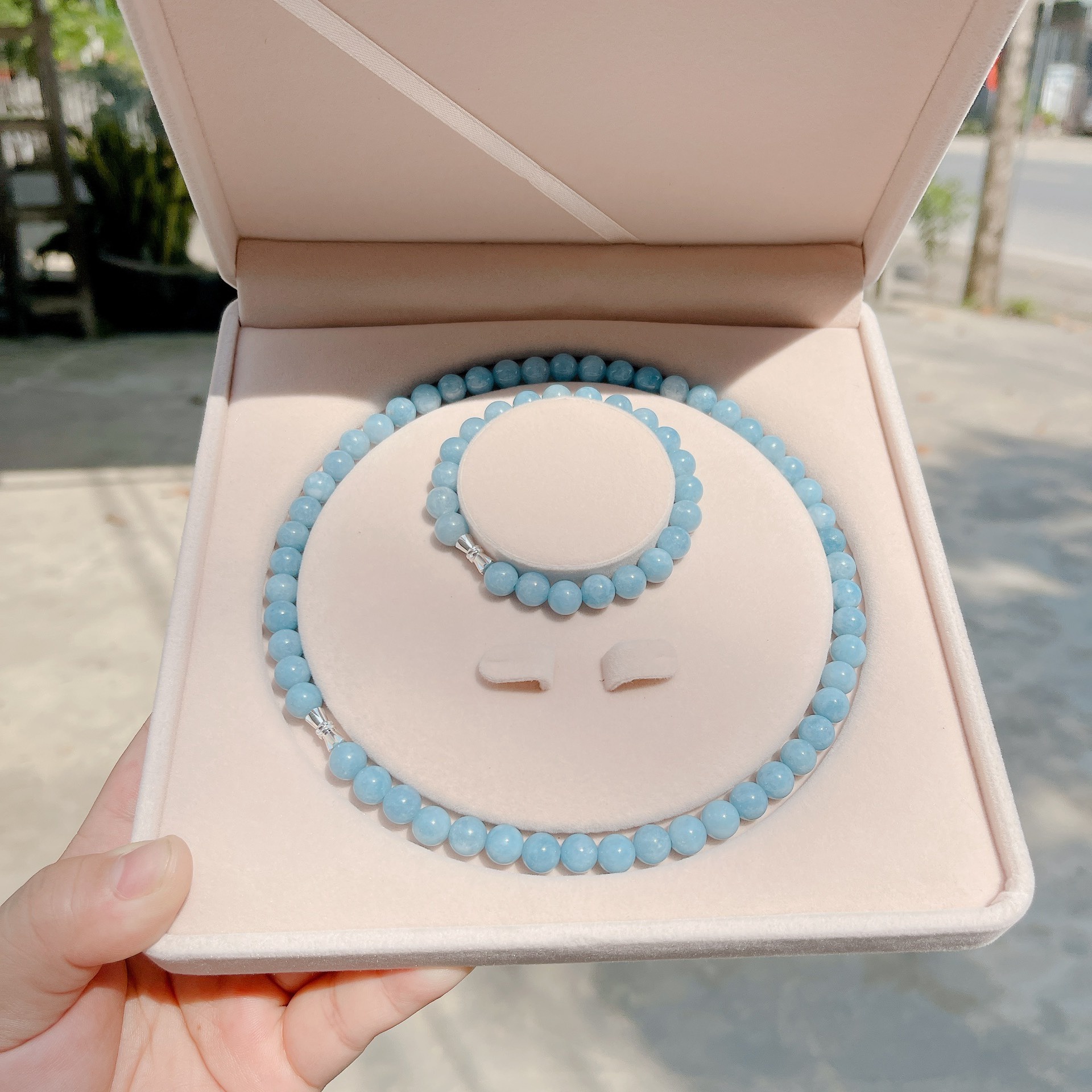 Alternative view of Bộ Trang Sức Đá Thạch Anh Màu Aquamarine - Thắng Giang