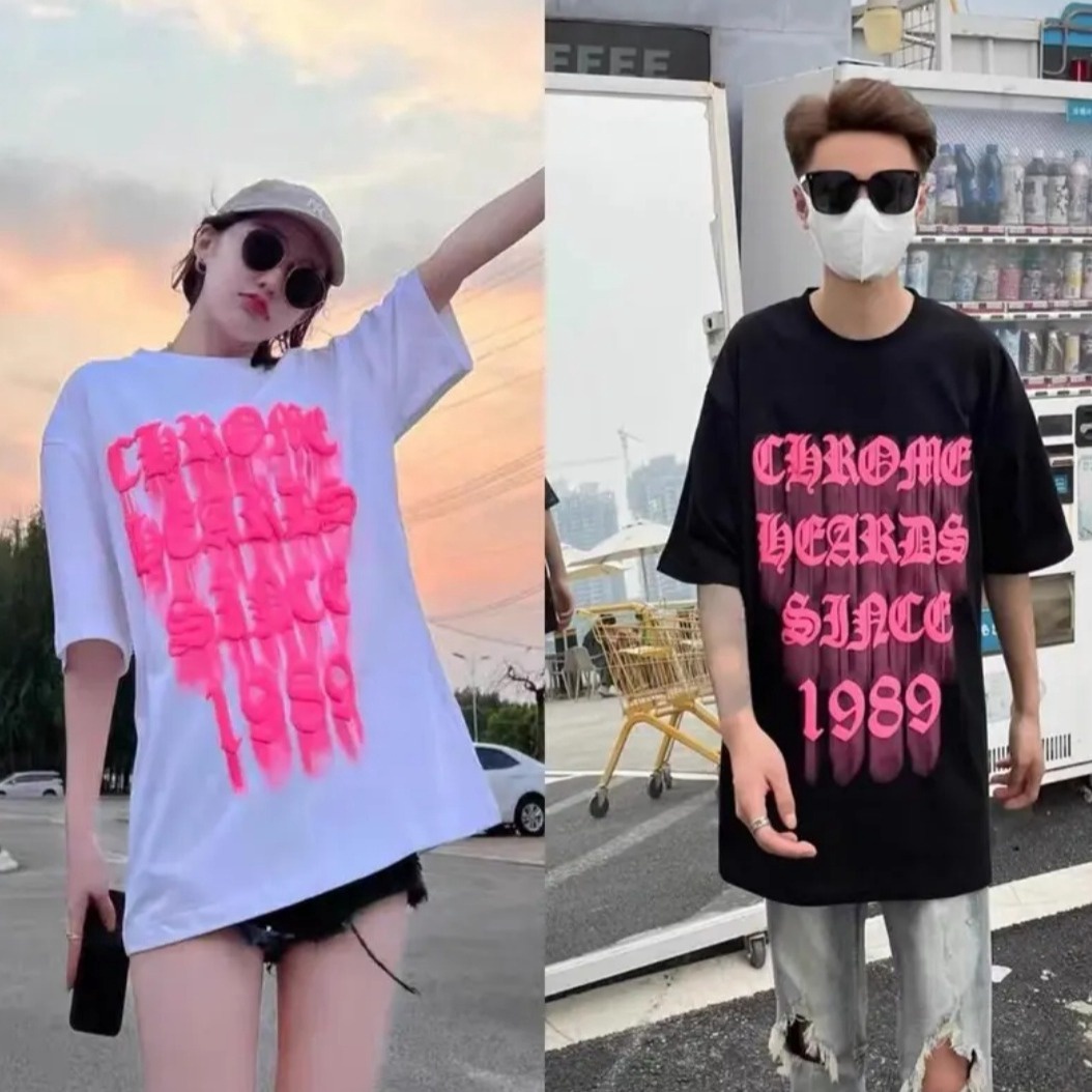 Áo Phông Unisex Form Rộng Tay Lỡ Chữ Hồng 1989