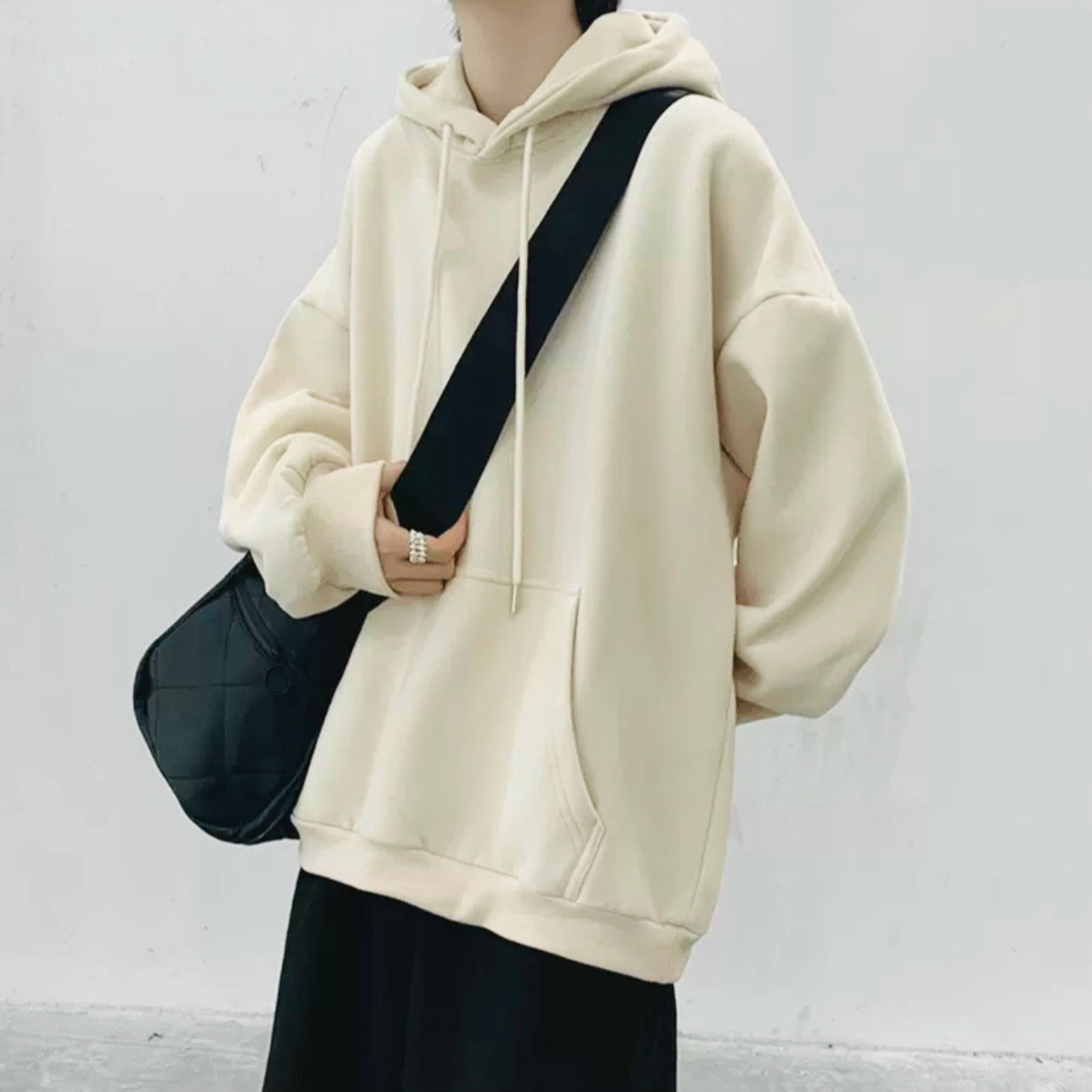 Alternative view of Áo Hoodie Nỉ Bông Trơn Form Rộng Nam Nữ Có Mũ Cao Cấp - Htm Fashion