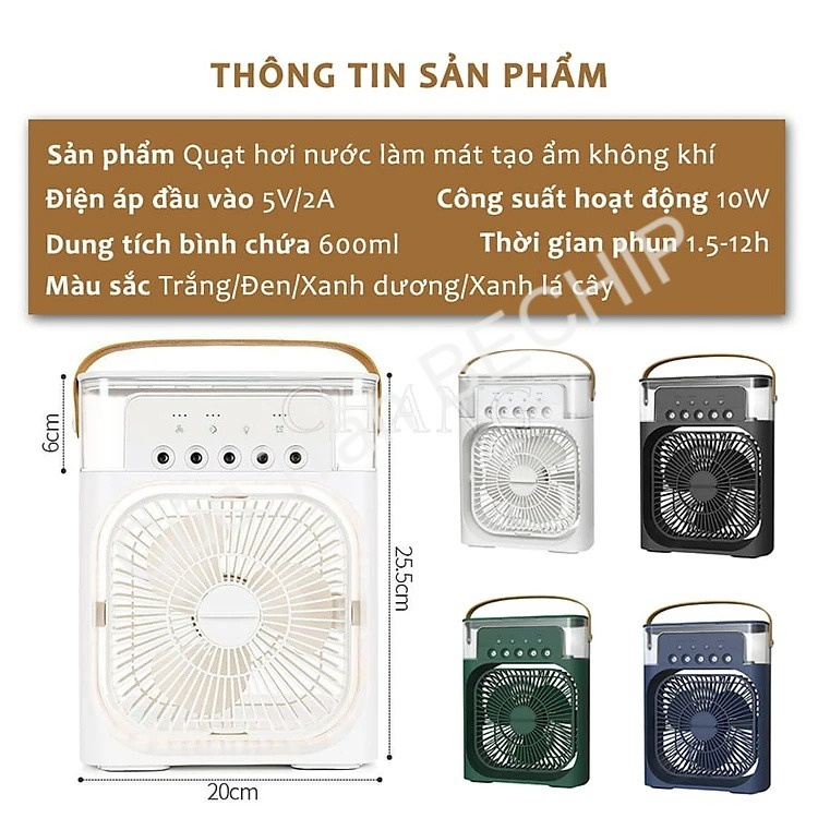 Alternative view of Quạt Điều Hòa Phun Sương, Quạt Điều Hòa Hơi Nước Để Bàn Kèm Đèn Led 7 Màu Ctb196 - Bechip