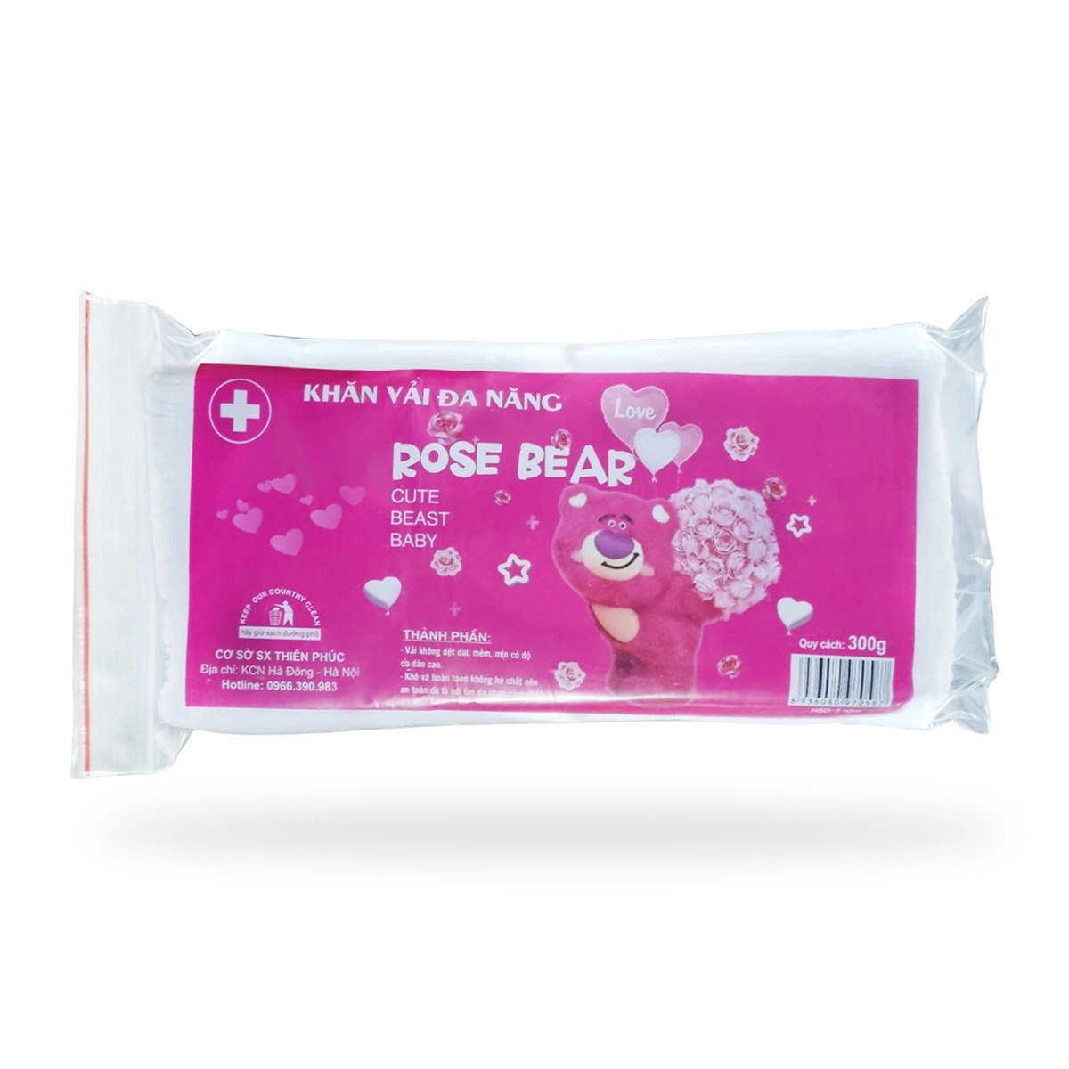 Alternative view of Khăn Vải Khô Đa Năng Gấu Dâu 300gram - Gdn