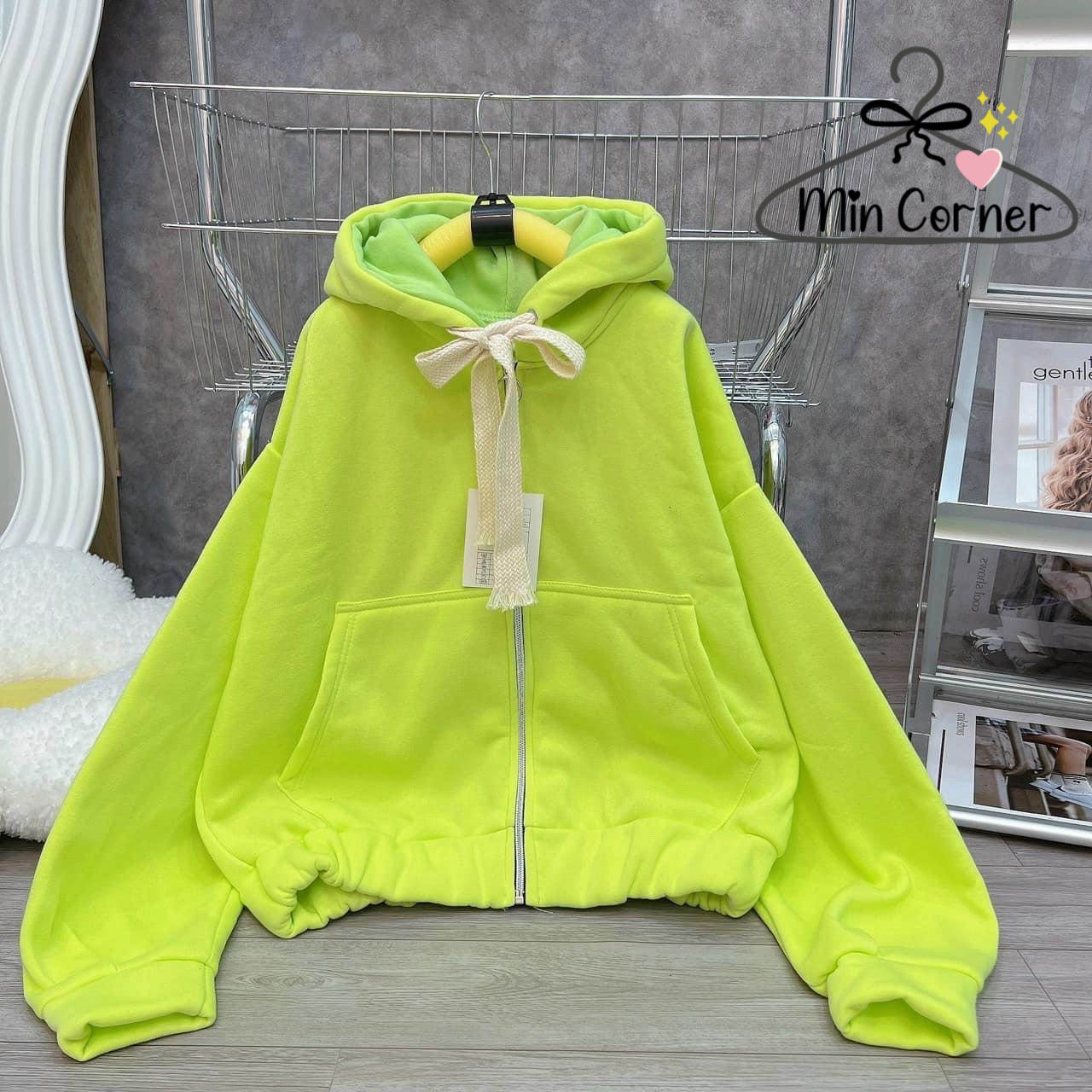 Khoác Nỉ Ngoại Tay Bí Form Dơi Croptop Dây To Mak12 - Min Corner