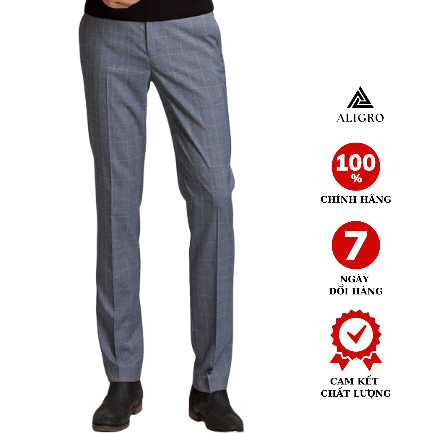 Quần Âu Kẻ Caro To Brown Algo1025 - Aligro
