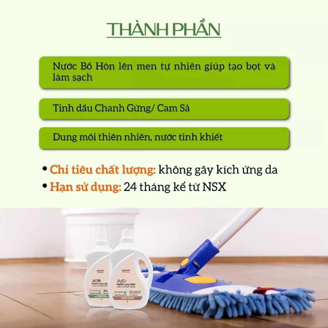 Alternative view of Nước Lau Sàn Hữu Cơ Bồ Hòn Hương (cam Sả/chanh Gừng) - Ecocare