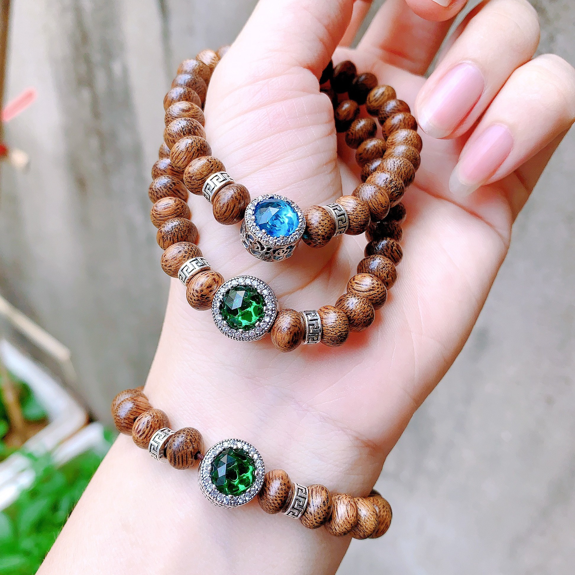 Vòng Tay Pandora Bạc Thái Cao Cấp Phối Trầm Hương Tốc Dẹt - Thắng Giang