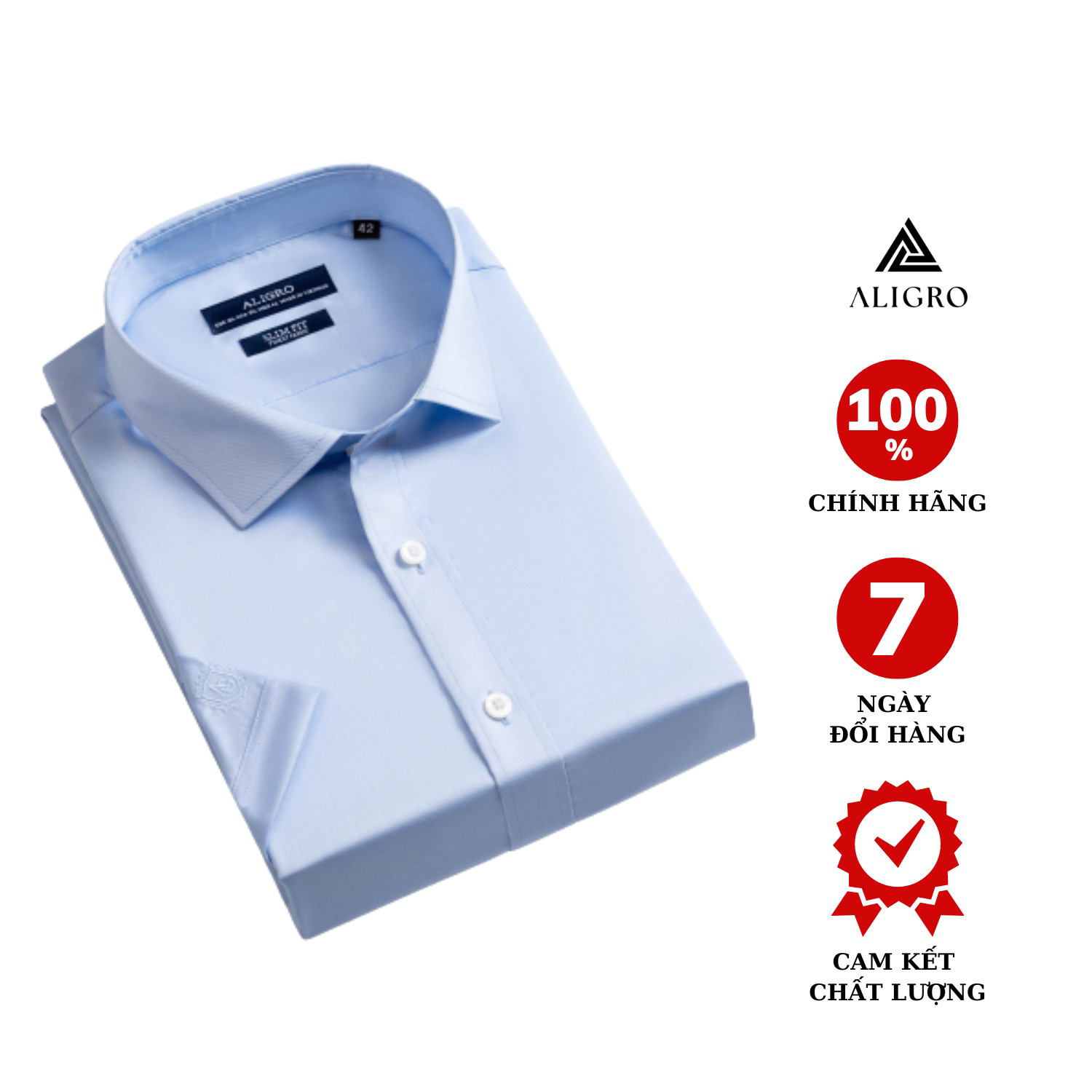 Áo Sơ Mi Cộc Tay Cotton Chống Nhăn Xanh Algs-c119 - Aligro