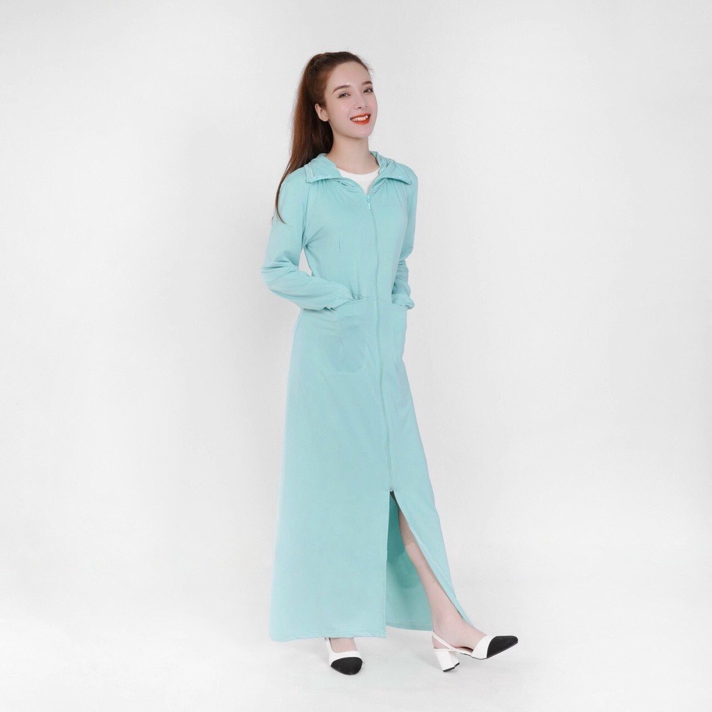 Áo Choàng Nắng Dáng Dài, Thiết Kế Xẻ Tà Phối 2 Túi Phía Trước Tiện Lợi Slcxan06 - Chipxinhxk