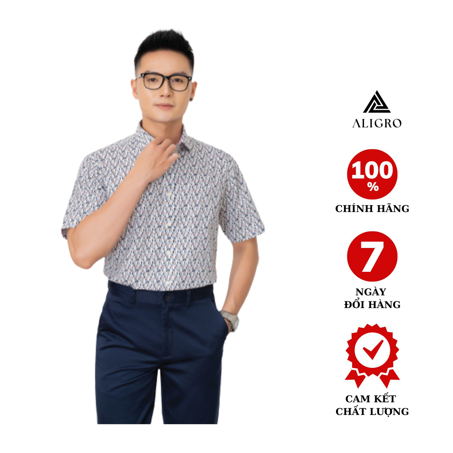 Áo Sơ Mi Cộc Tay Họa Tiết Nhiều Màu Algs-c90 - Aligro