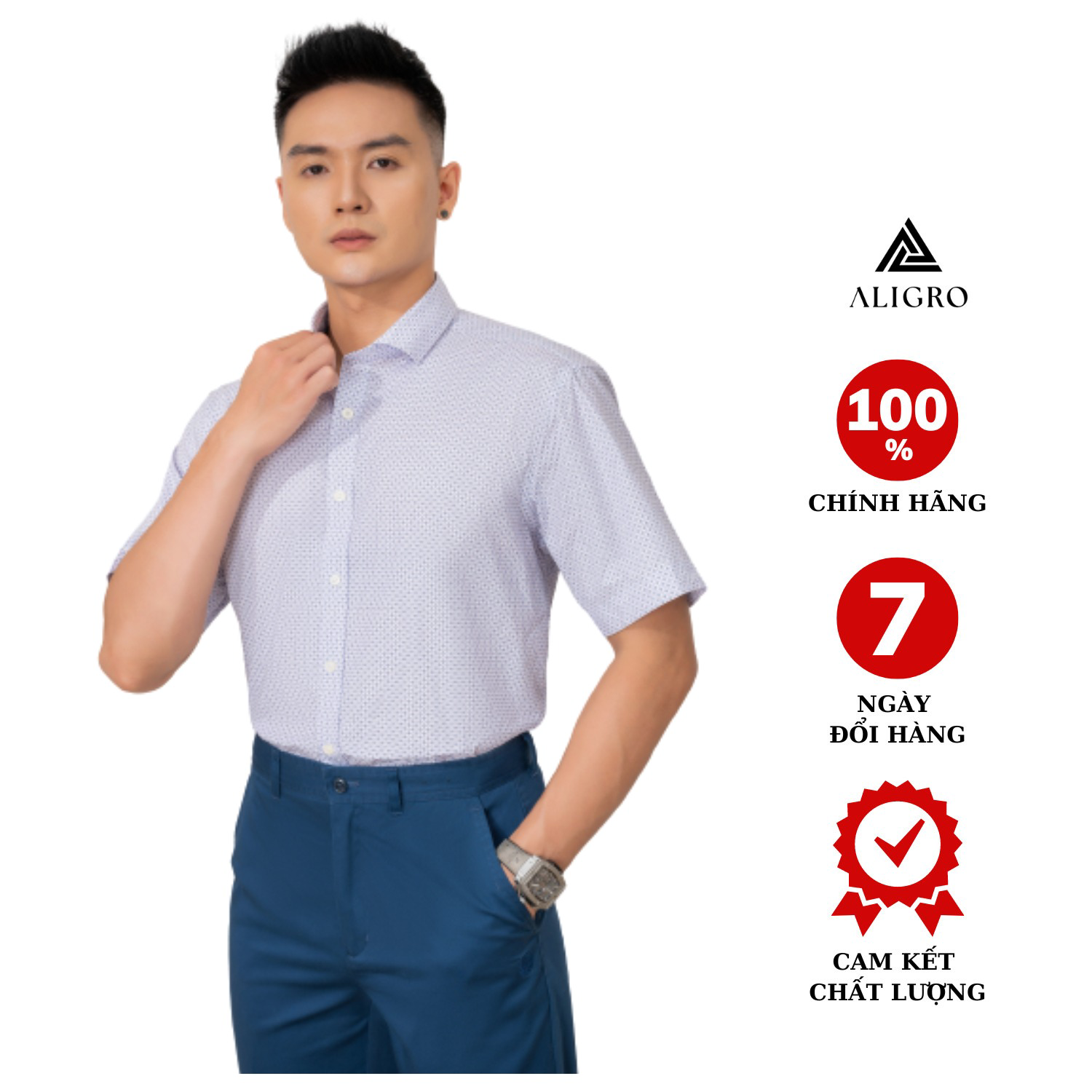 Áo Sơ Mi Cộc Tay Họa Tiết Hoa Nhí Algs-c84 - Aligro