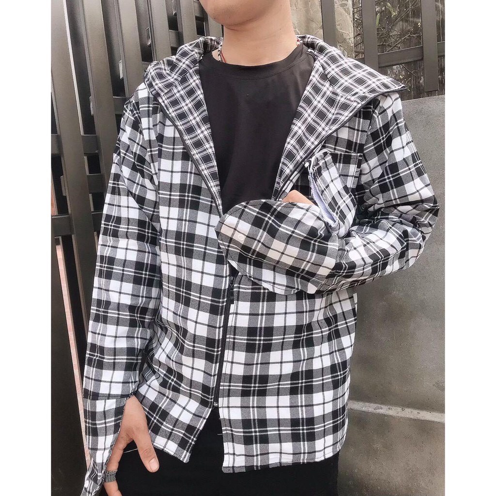 Alternative view of Áo Chống Nắng Nam Chất Thô Họa Tiết Kẻ Caro Giao Ngẫu Nhiên Slcxan11 - Chipxinhxk