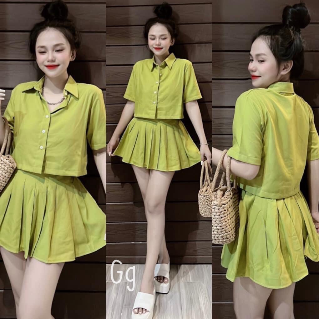 Alternative view of Set Áo Croptop Tay Lỡ Và Chân Váy Xếp Ly - Ausa House