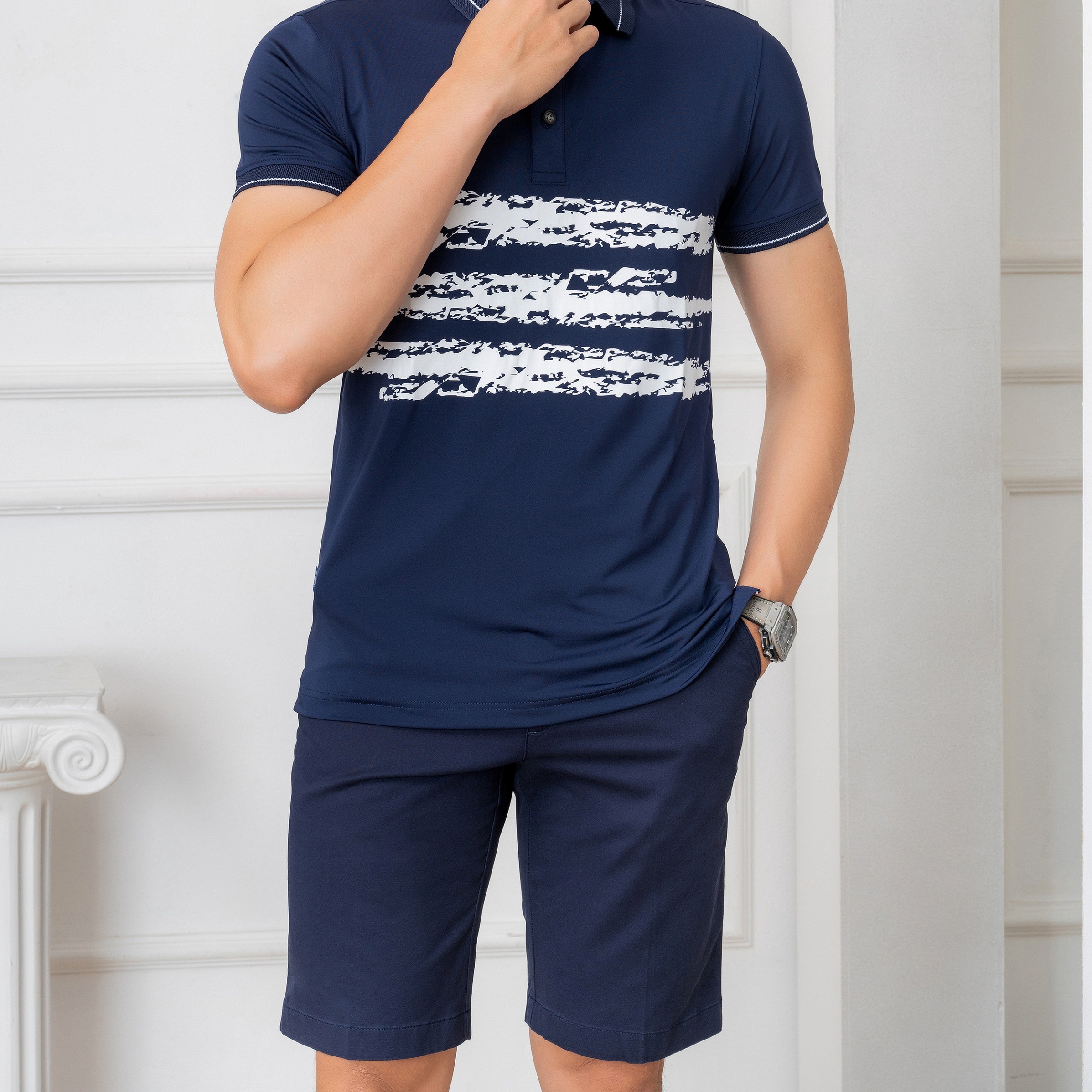 Alternative view of Quần Short Kaki Nam Màu Navy Algqs1068 - Aligro