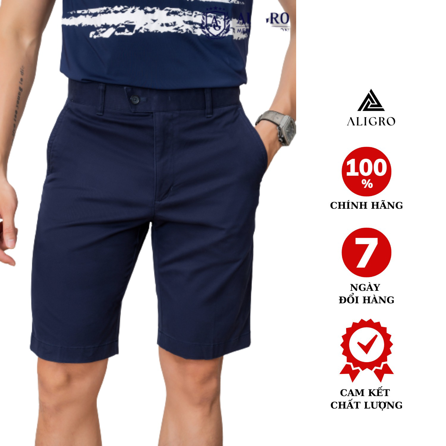 Quần Short Kaki Nam Màu Navy Algqs1068 - Aligro