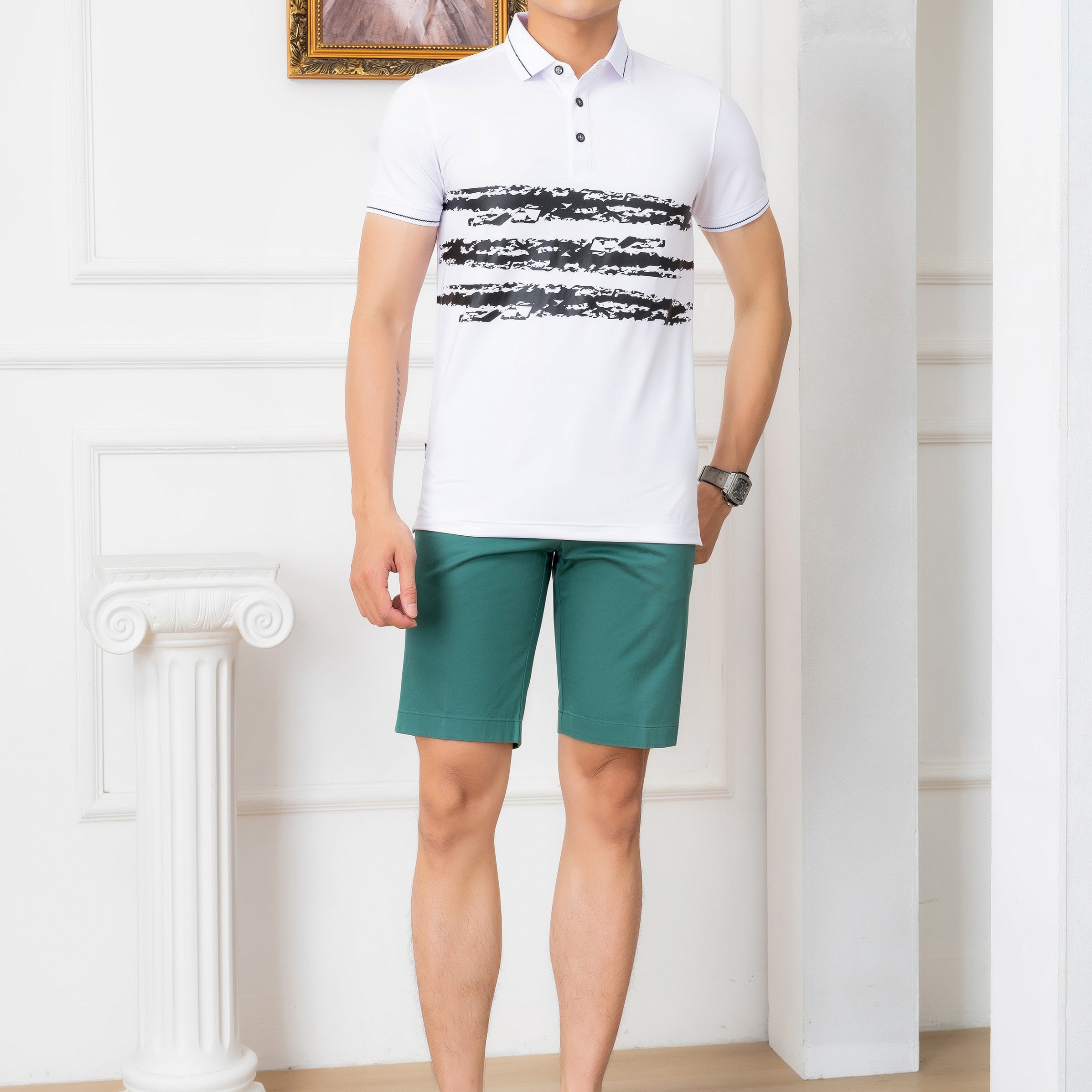 Alternative view of Quần Short Kaki Nam Màu Xanh Algqs1071 - Aligro