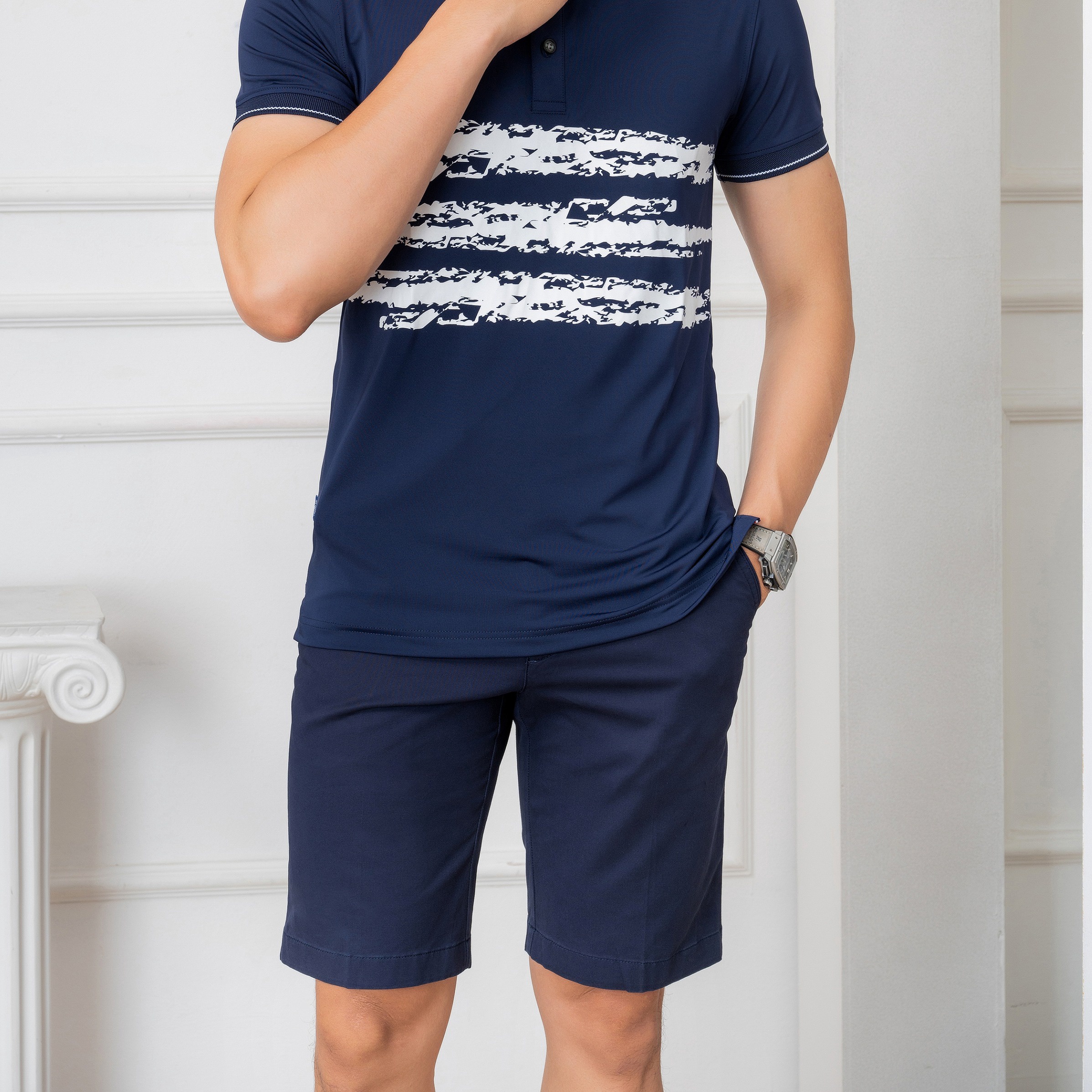 Alternative view of Quần Short Kaki Nam Màu Navy Algqs1075 - Aligro