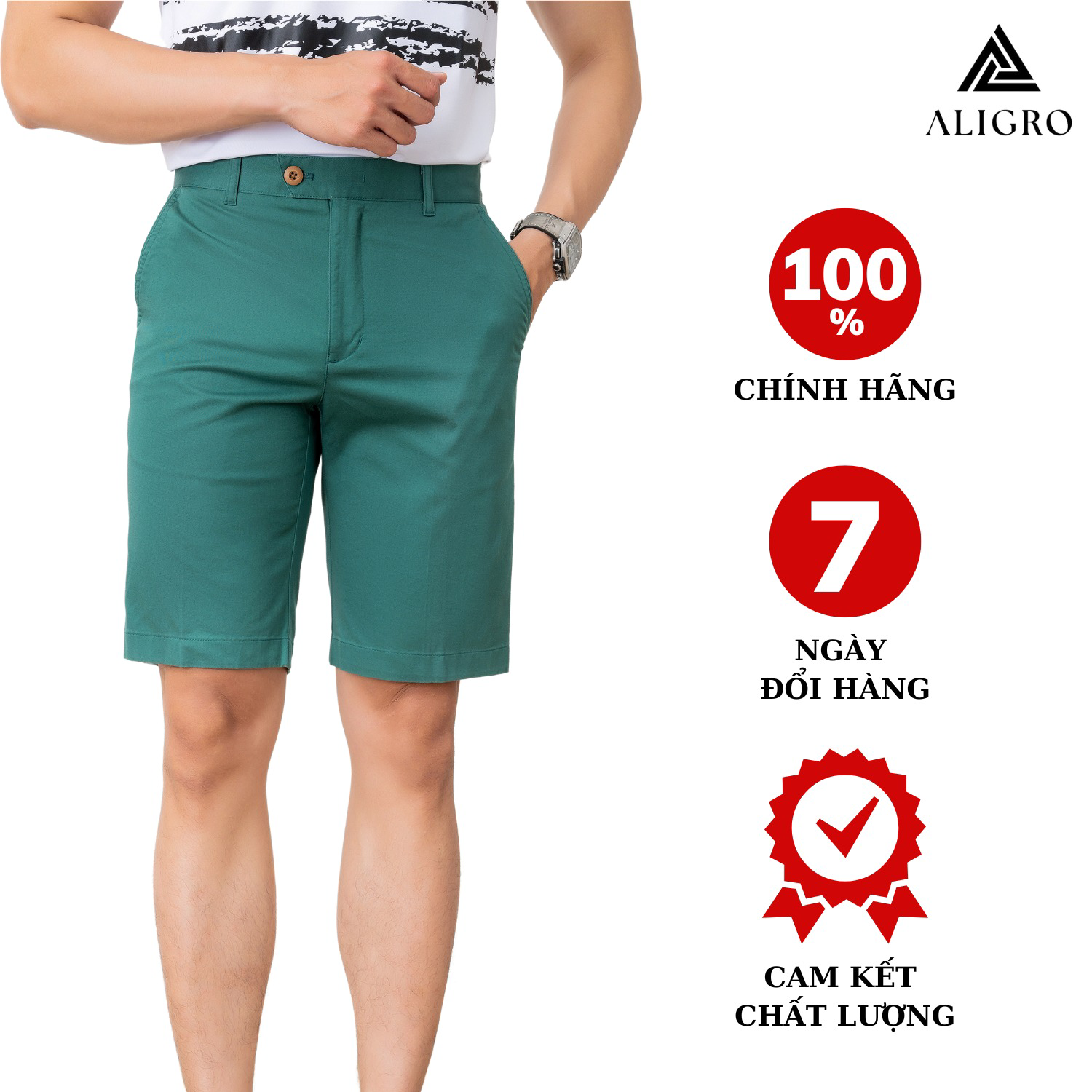 Quần Short Kaki Nam Màu Xanh Algqs1071 - Aligro