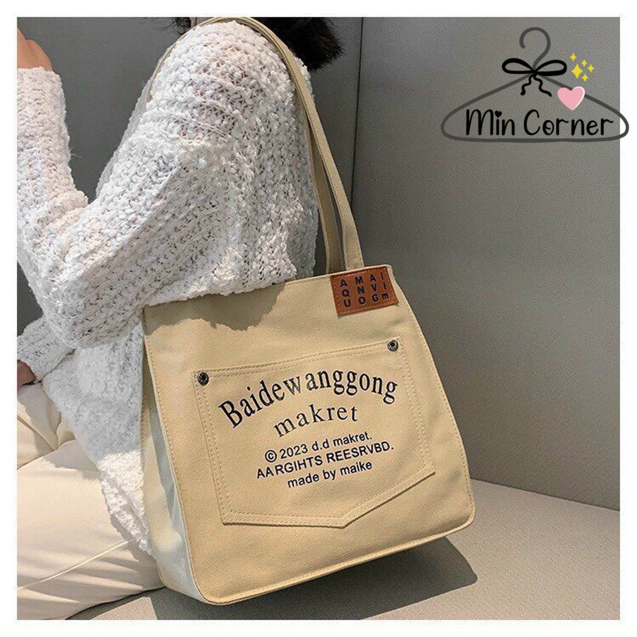 Túi Tote Unisex In Chữ Mt104 - Min Corner