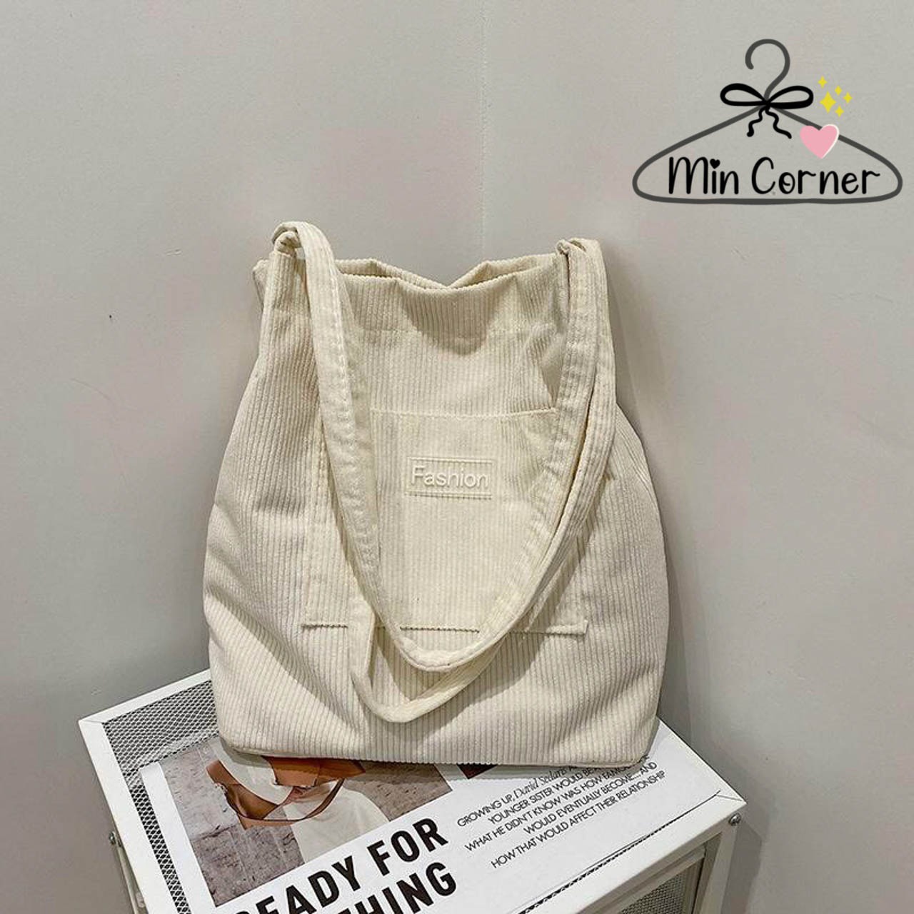 Túi Tote Nhung Unisex Màu Trắng Trơn Mt105 - Min Corner