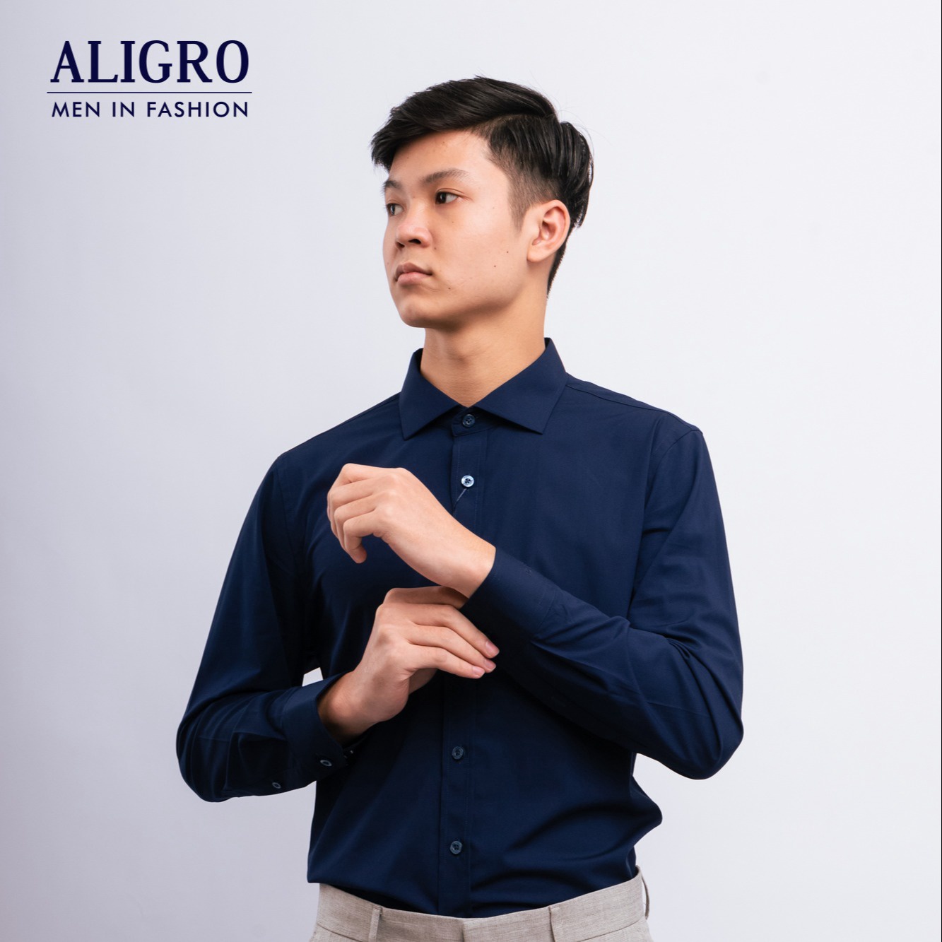 Alternative view of Áo Sơ Mi Dài Tay Tím Than Algs173 - Aligro
