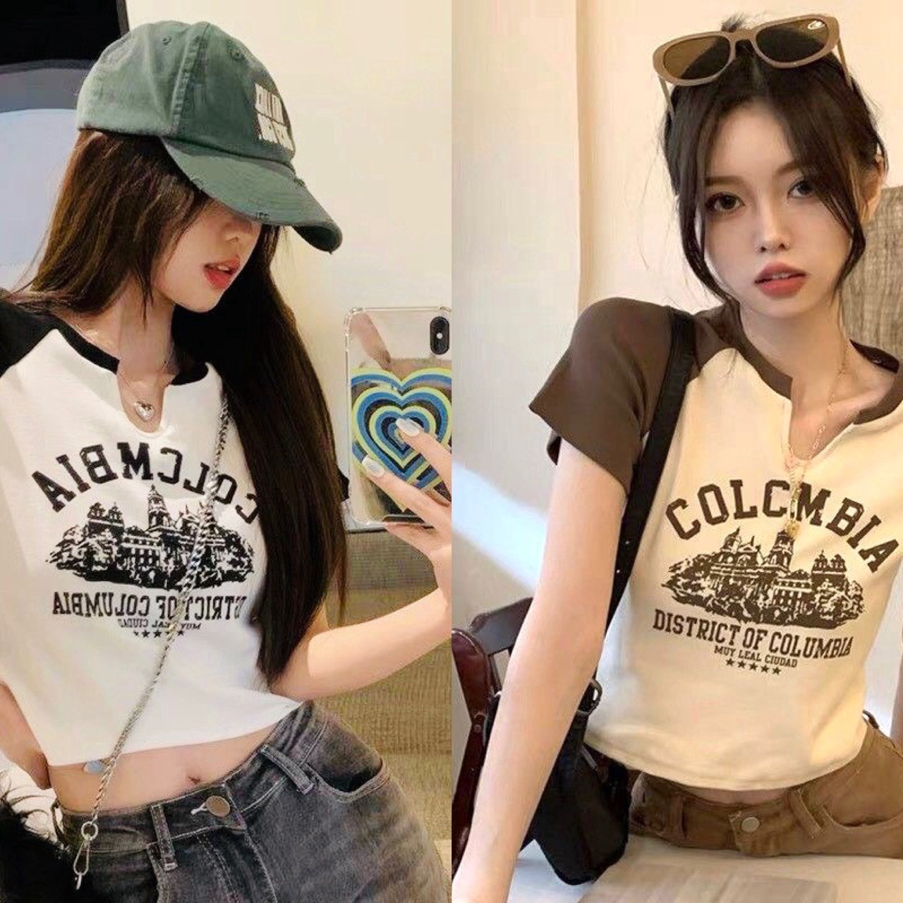 Alternative view of Áo Crotop Ôm Body Nữ Colobia Tay Ngắn Cổ Xẻ V Gu14 - Sam Store