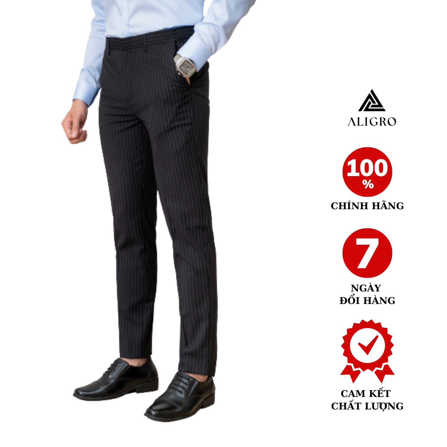 Quần Âu Xanh Kẻ Sọc Vàng Nhỏ Algo1047 - Aligro