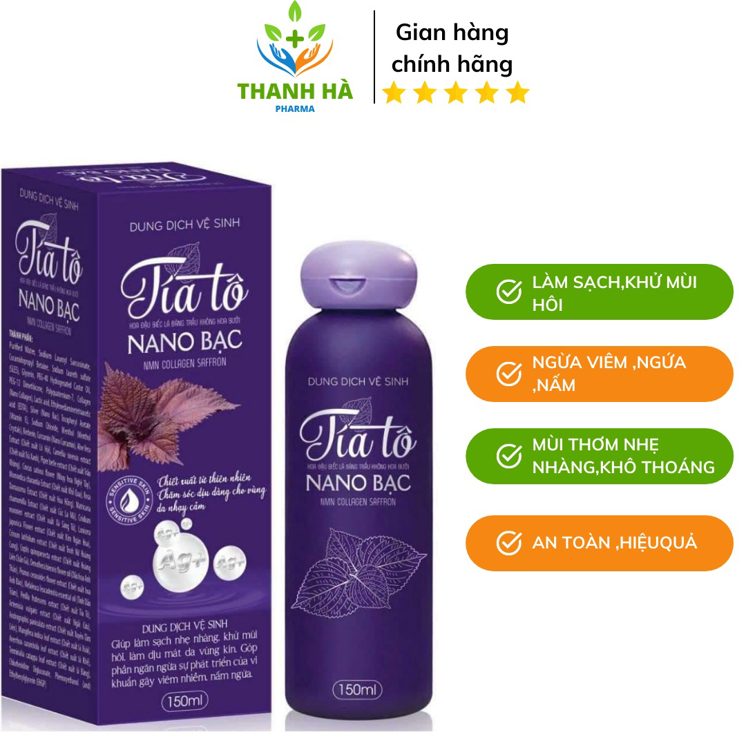 Dung Dịch Vệ Sinh Tía Tô Nano Bạc Ngừa Viêm Nhiễm Nấm Ngứa 150ml - Diophaco