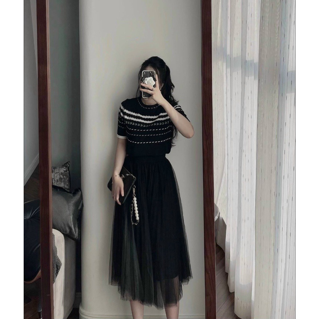 Alternative view of Áo Len Cộc Tay Dệt Kim Họa Tiết Xương Cá Sldca39 - Diepchi Fashion