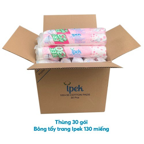 [ Tặng 1 Gói Bông Care4u 233 Miếng ] Thùng 30 Gói Bông Tẩy Trang Siêu Mềm Mịn 100+30 Miếng - Ipek