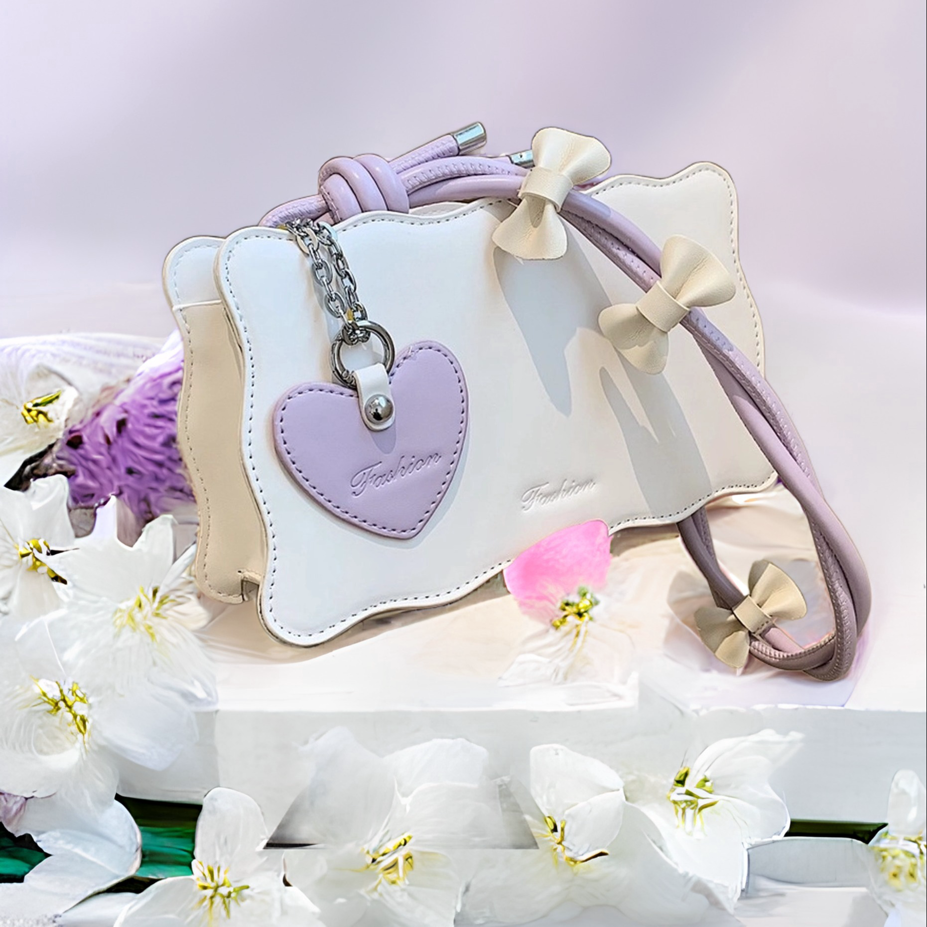 Túi Xách Nữ Đeo Vai Dáng Bánh Quy Đính Nơ Cute Pp110 - Pipi Store