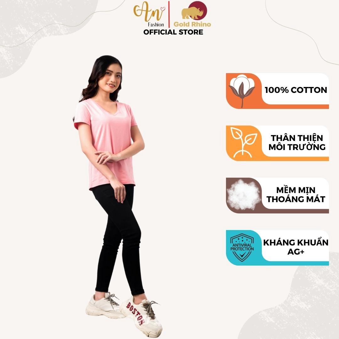 Áo Thun Nữ Cổ Tim Cà Rốt 100% Cotton Cao Cấp - Gold Rhino