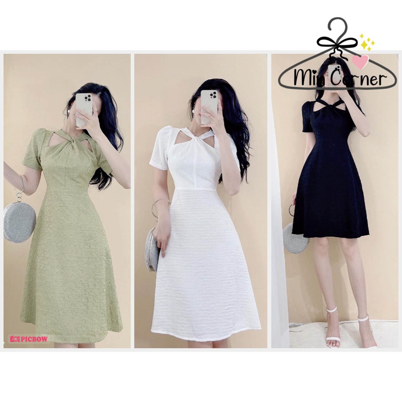 Đầm Midi Xoắn Cổ Md121 - Min Corner