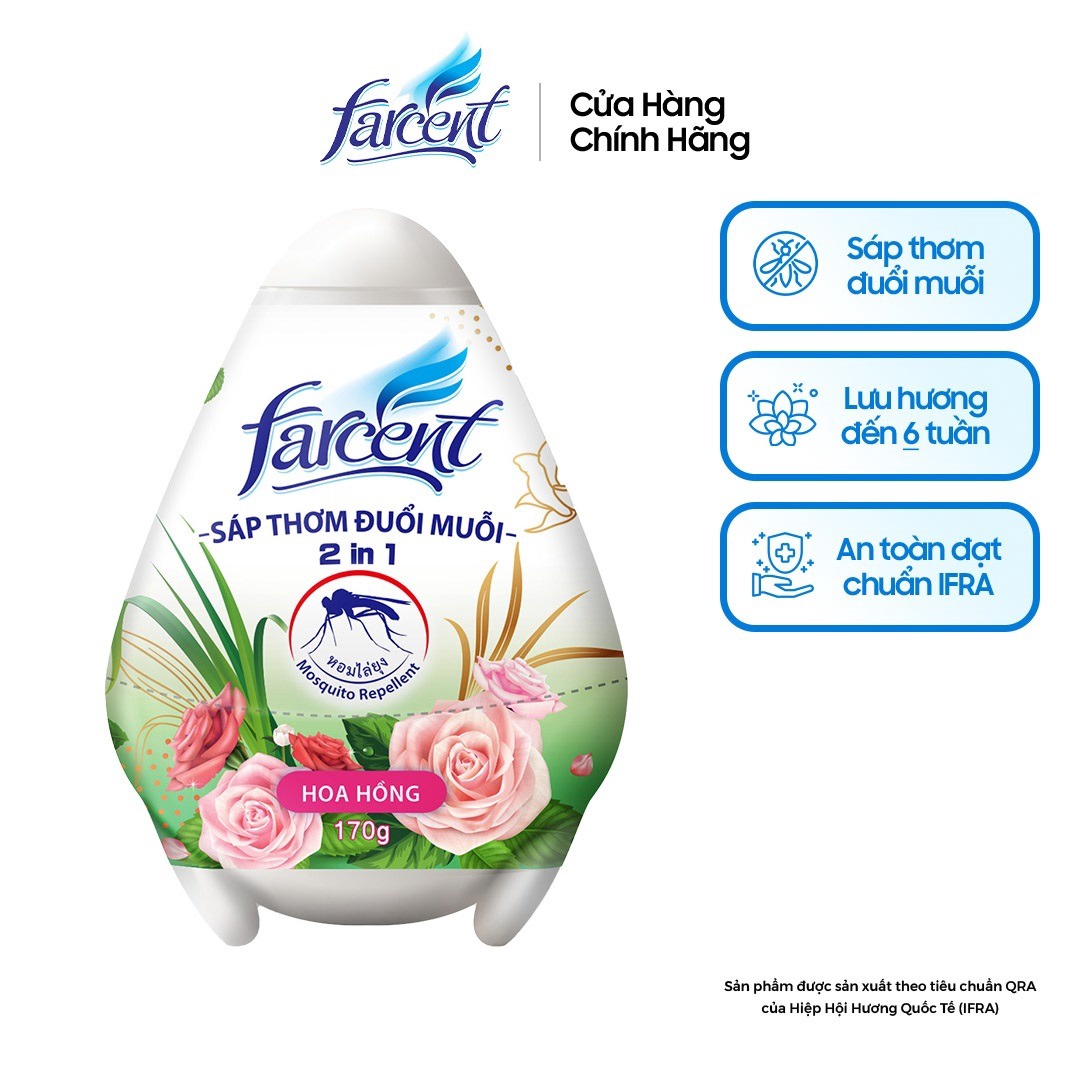 Hộp Sáp Trứng Hương Hoa Hồng Chống Muỗi Farcent 170g - Farcent