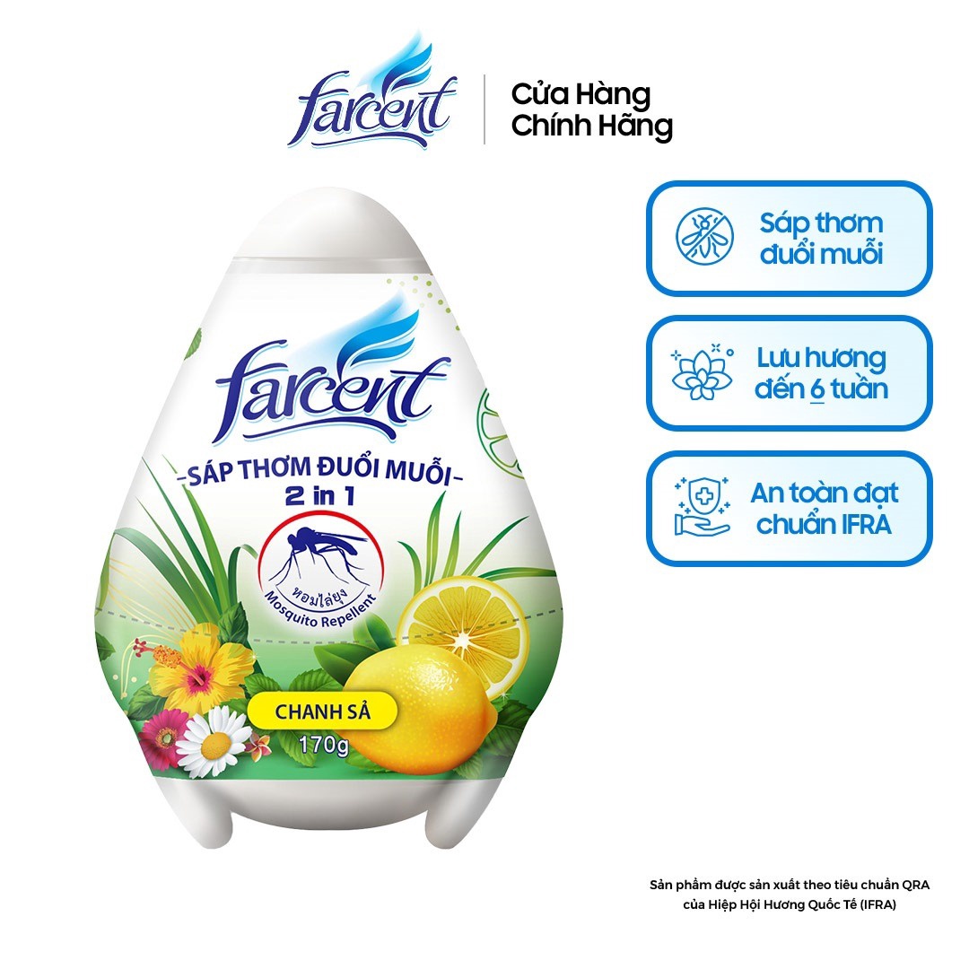 Hộp Sáp Trứng Hương Chanh Sả Chống Muỗi Farcent 170g - Farcent