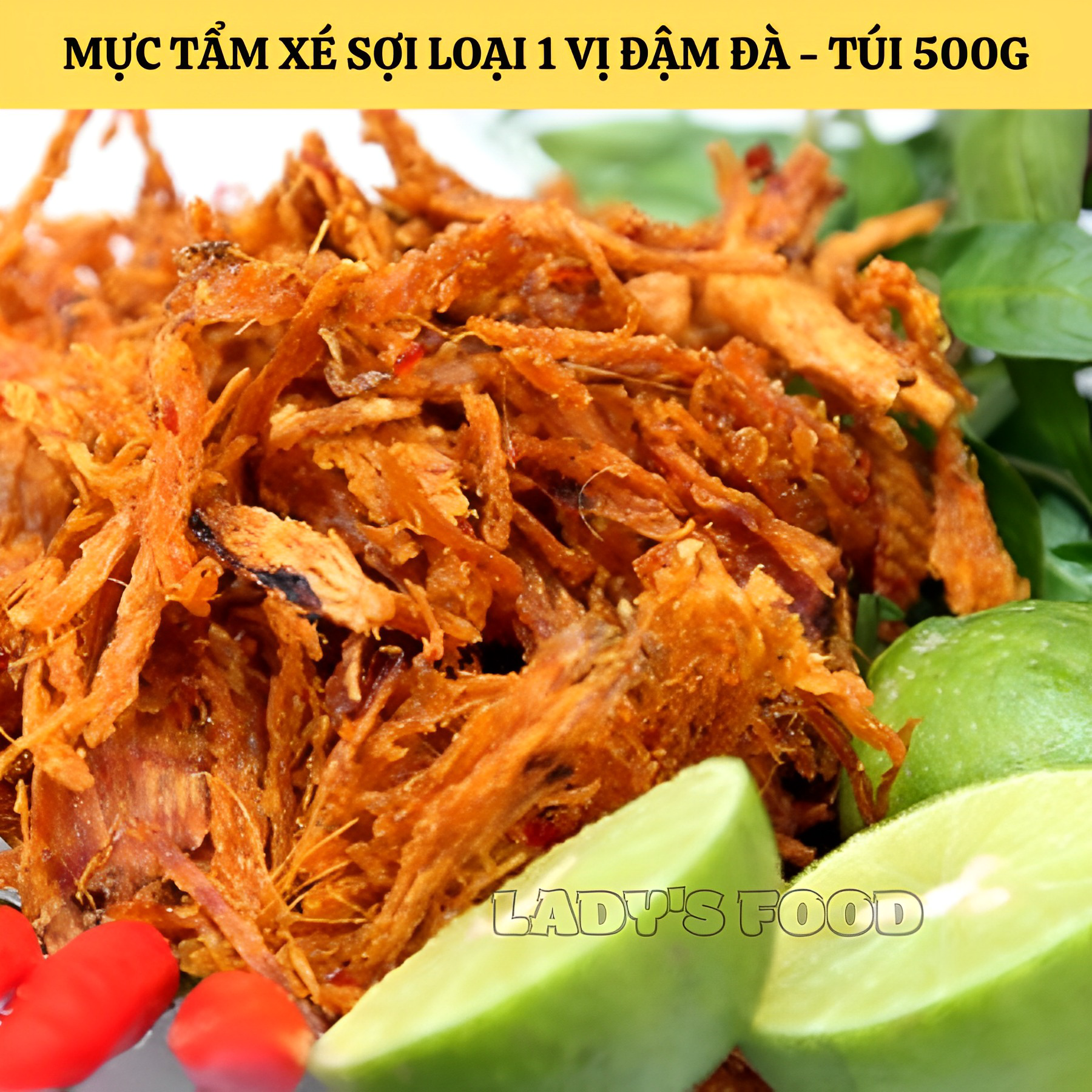 Mực Khô Xé Sợi Tẩm Gia Vị Ngon Đậm Đà, Loại 1, Túi 500g Av001 - Lady's Passion