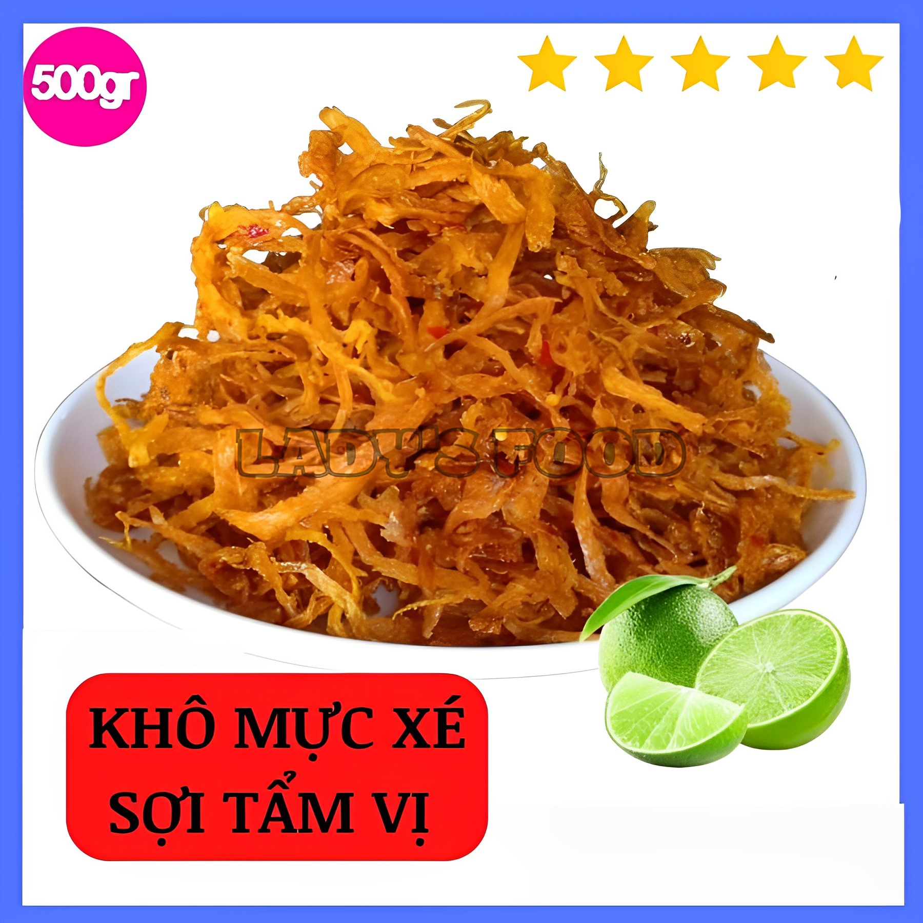 Alternative view of Mực Khô Xé Sợi Tẩm Gia Vị Ngon Đậm Đà, Loại 1, Túi 500g Av001 - Lady's Passion