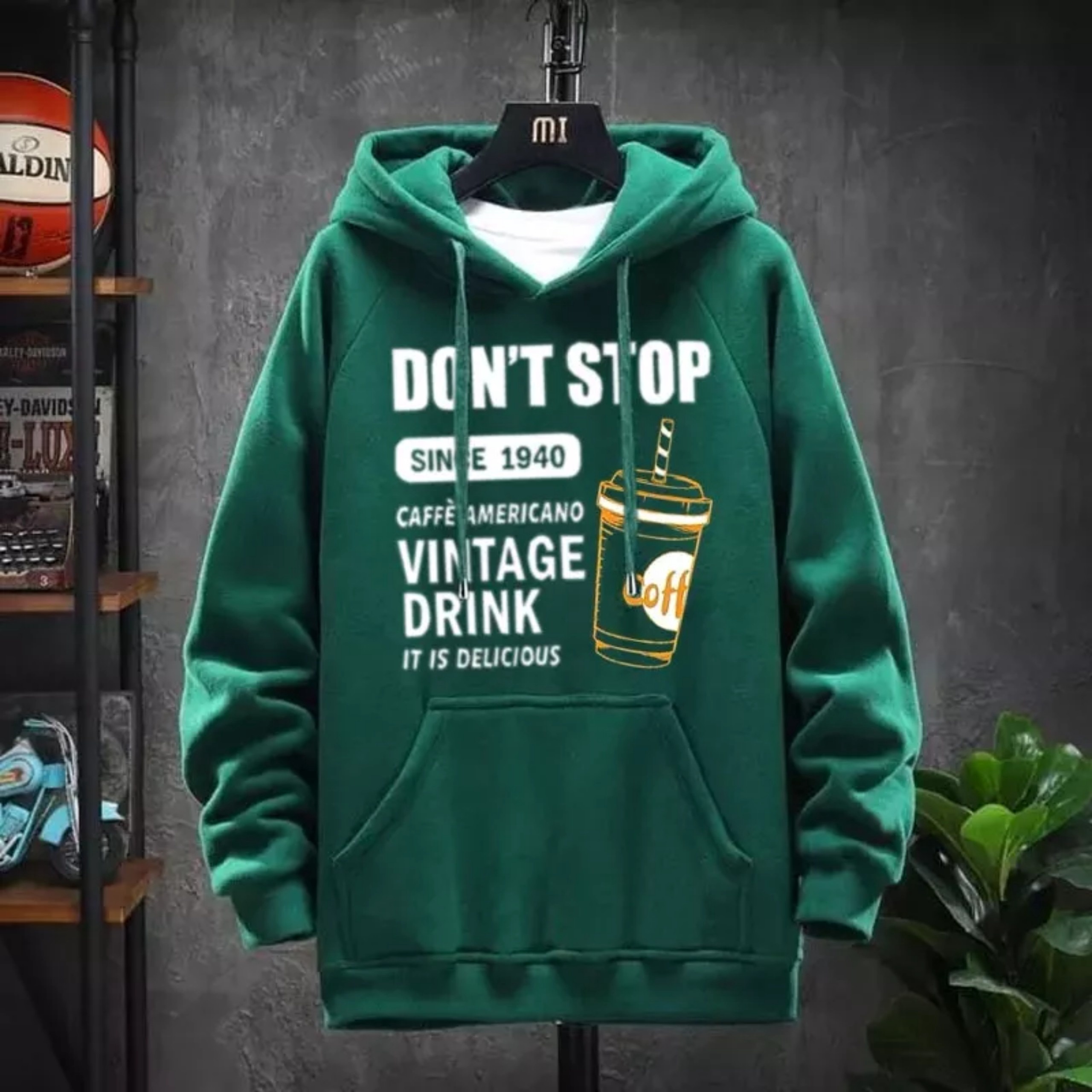 Áo Hoodie Don'stop Xanh Unisex Form Rộng